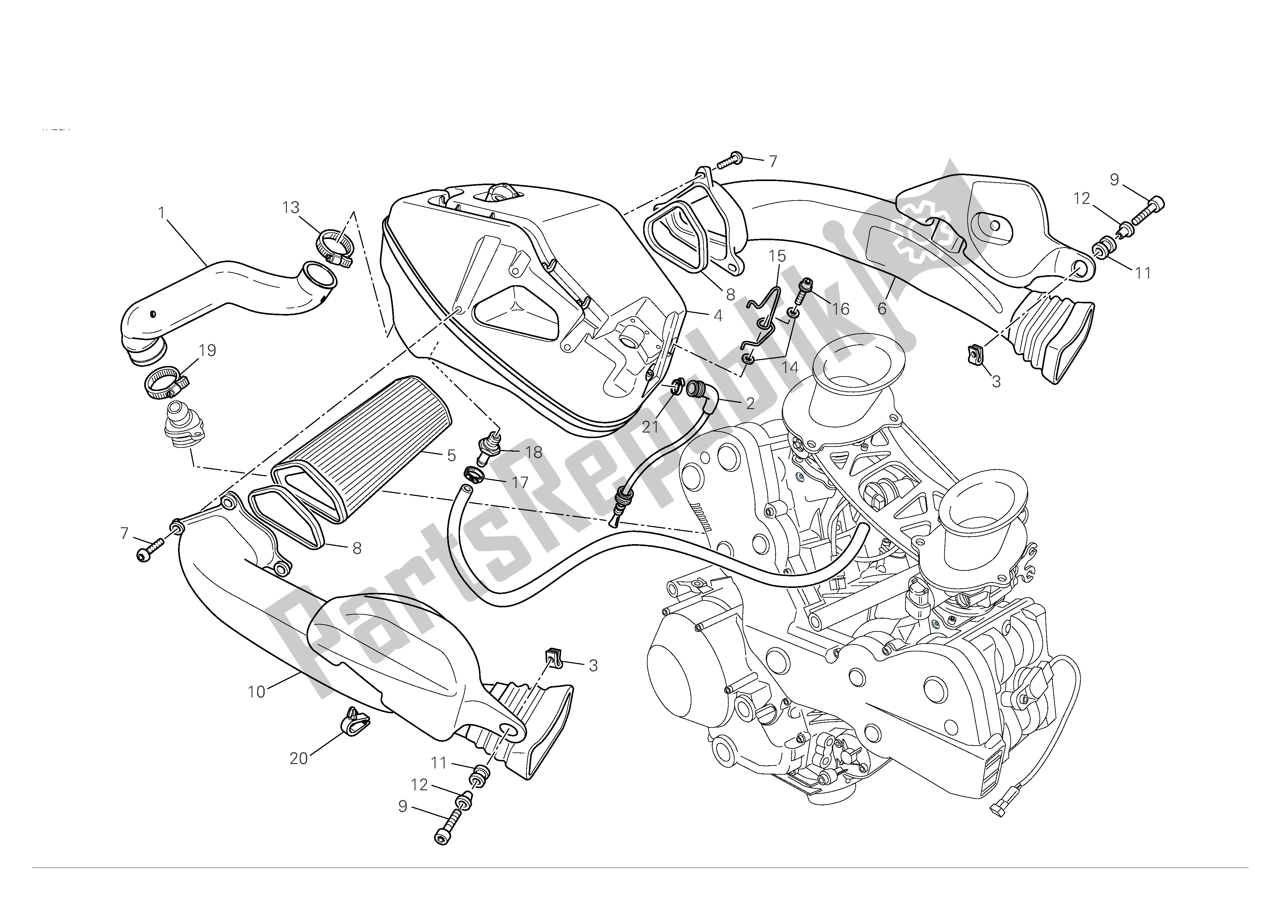 Todas las partes para Toma De Aire - Respiradero De Aceite de Ducati 848 2008