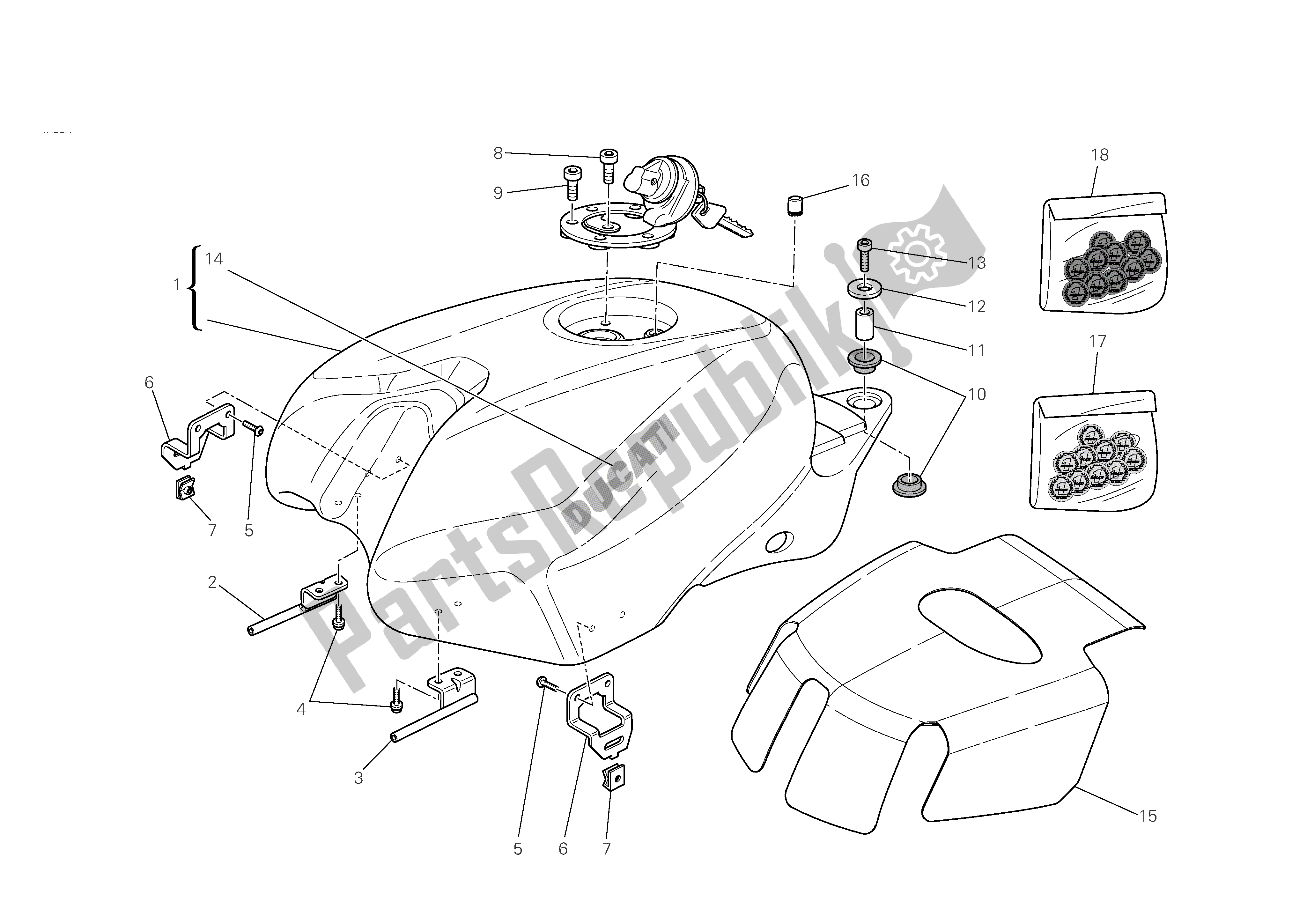 Tutte le parti per il Serbatoio Di Carburante del Ducati 848 2008