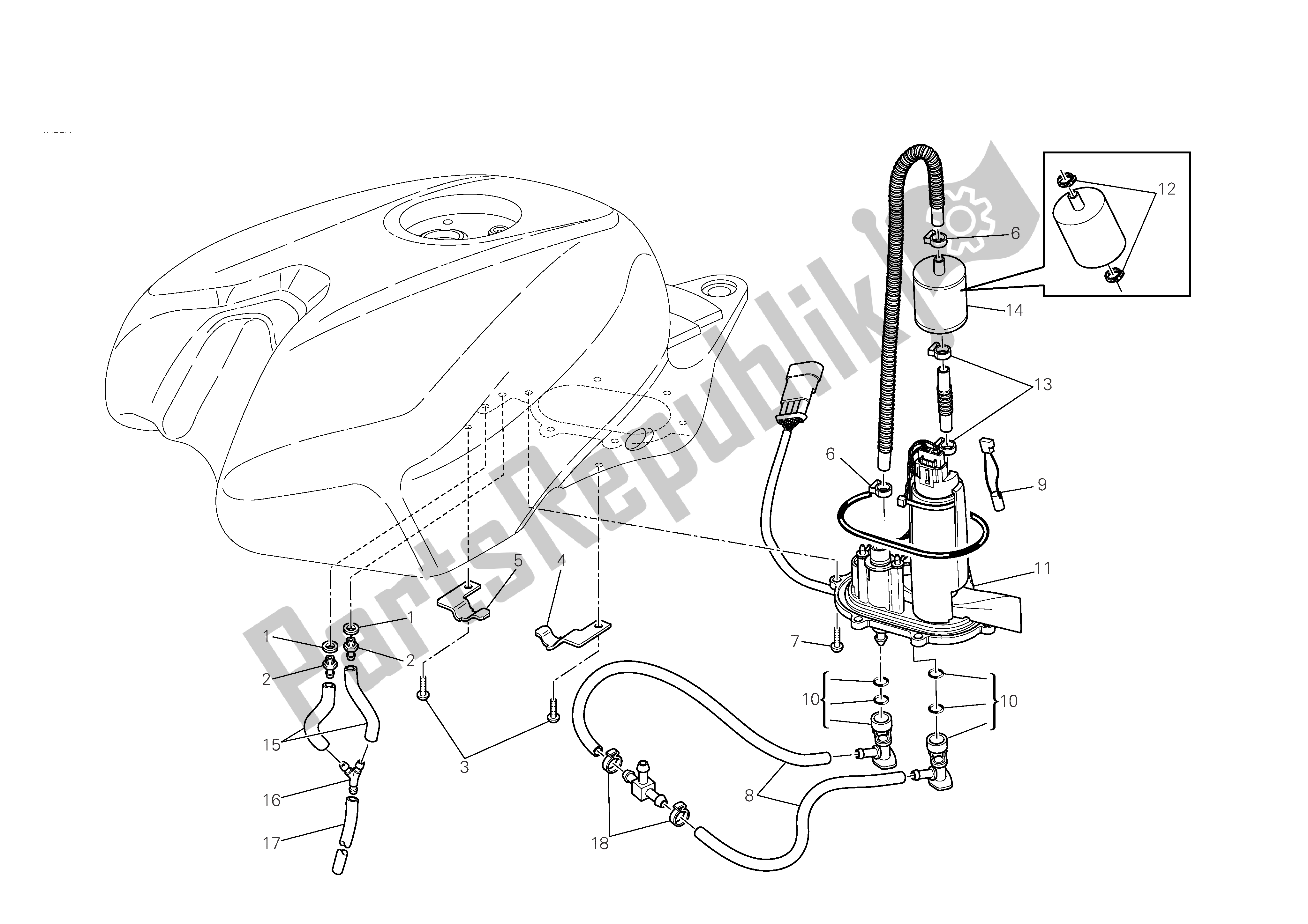 Todas las partes para Sistema De Combustible de Ducati 848 2008