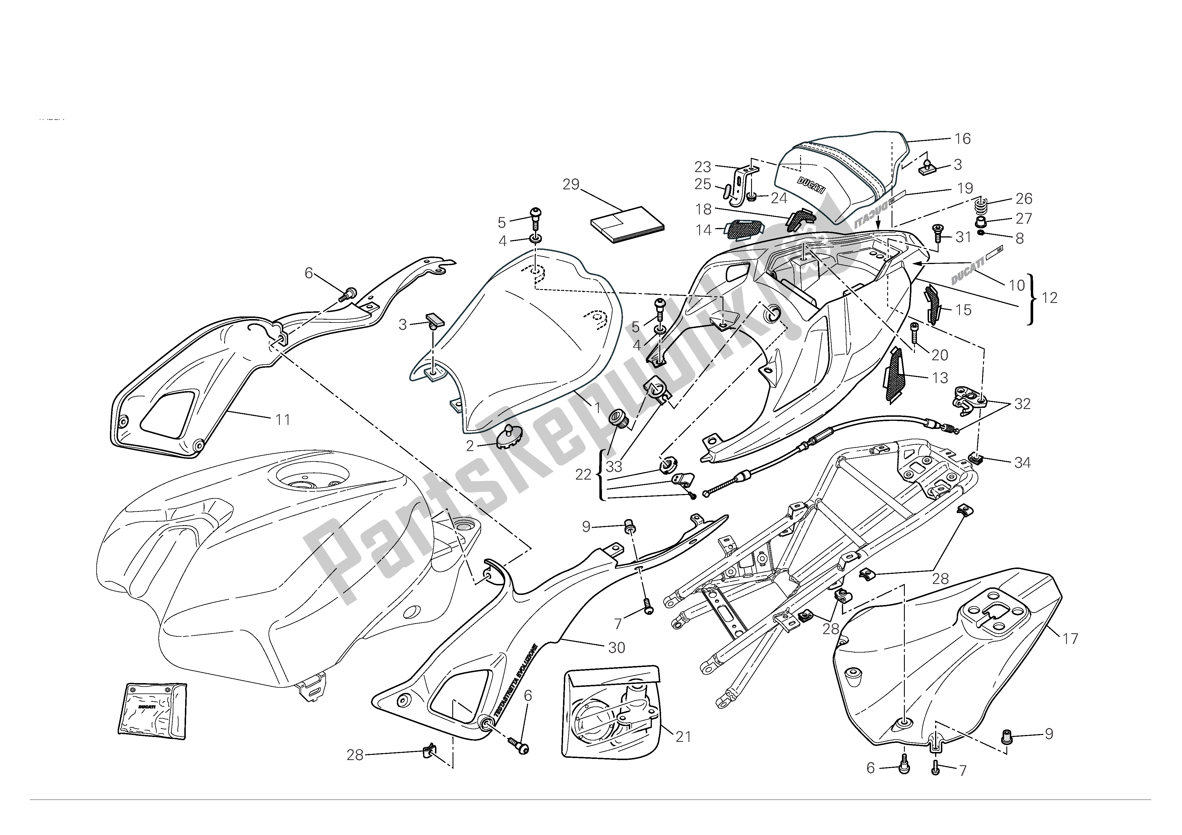 Todas las partes para Asiento de Ducati 848 2008