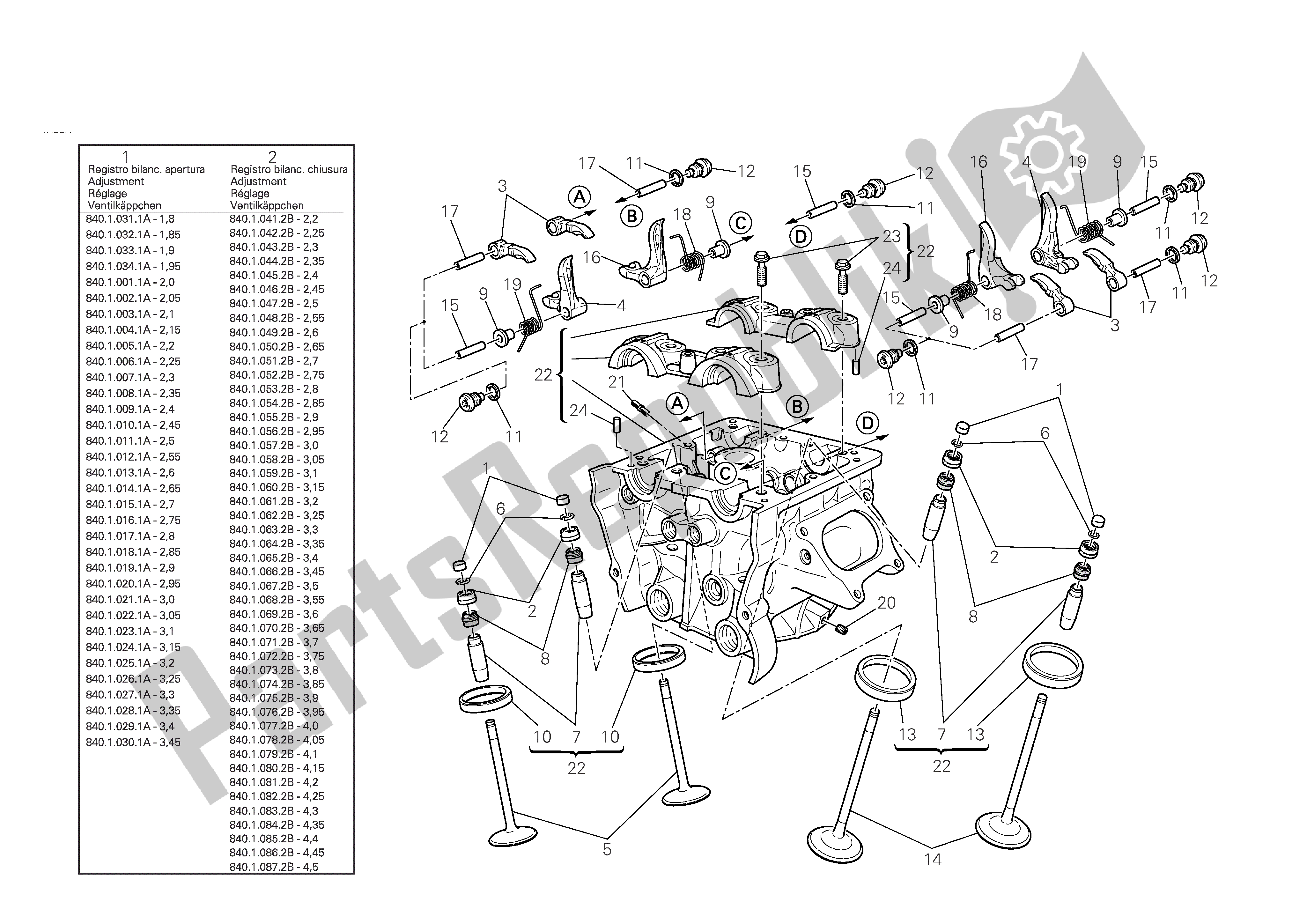 Todas las partes para Culata Vertical de Ducati 848 2008