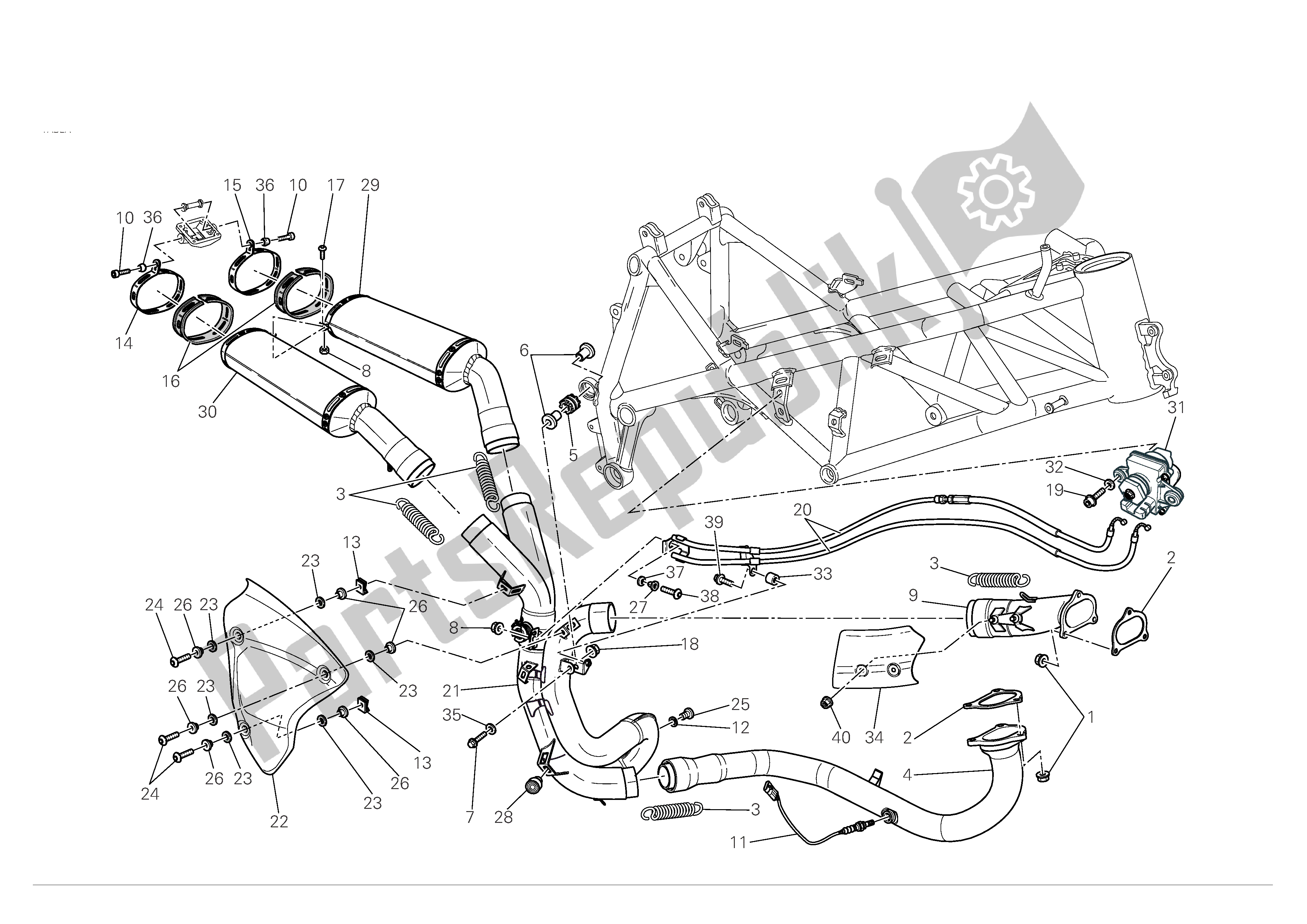 Tutte le parti per il Impianto Di Scarico del Ducati 848 2008