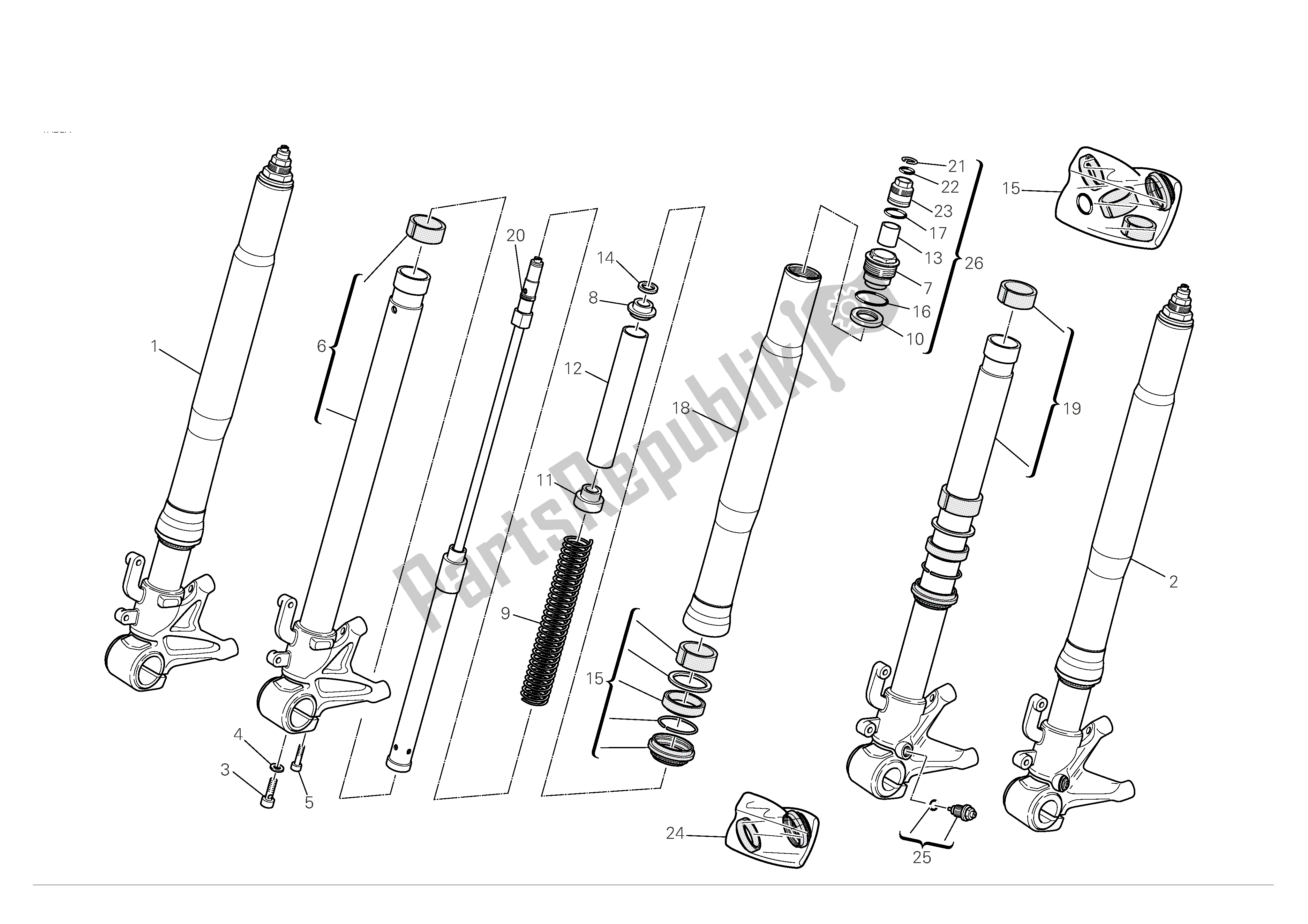 Tutte le parti per il Forcelle Anteriori del Ducati 848 2008