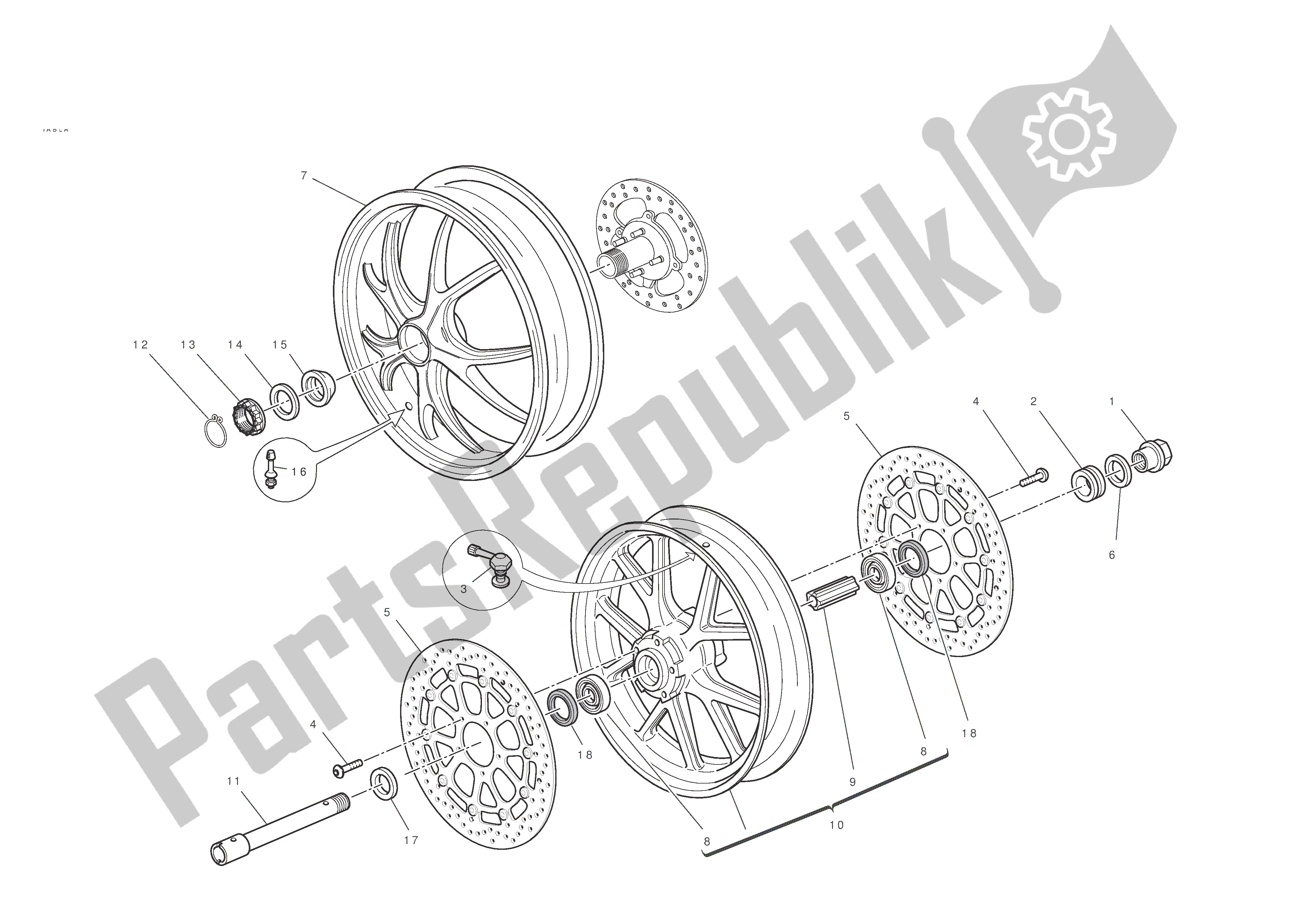 Todas las partes para Ruedas Delanteras Y Traseras de Ducati 848 EVO 2011