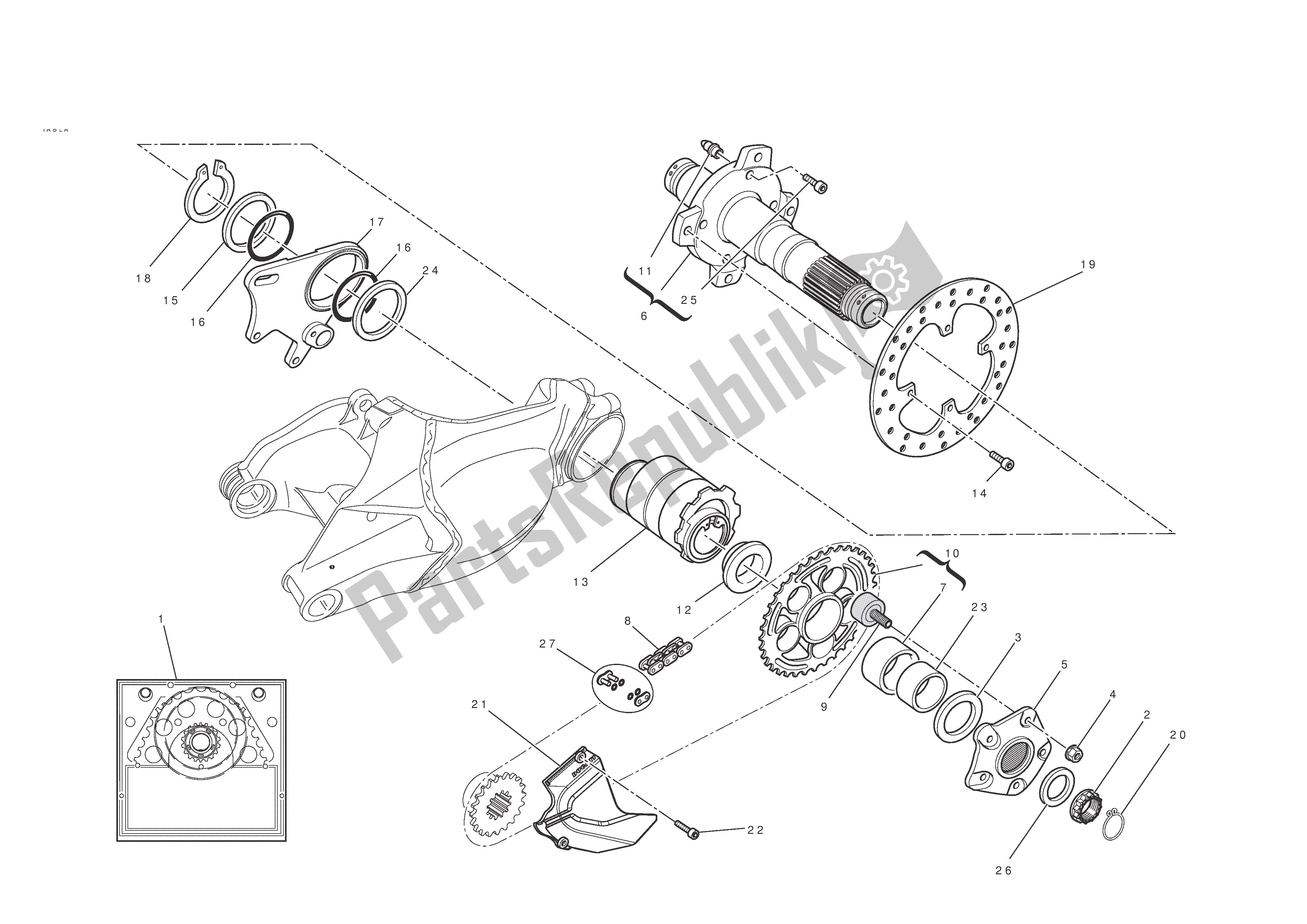 Todas las partes para Eje De La Rueda Trasera de Ducati 848 EVO 2011