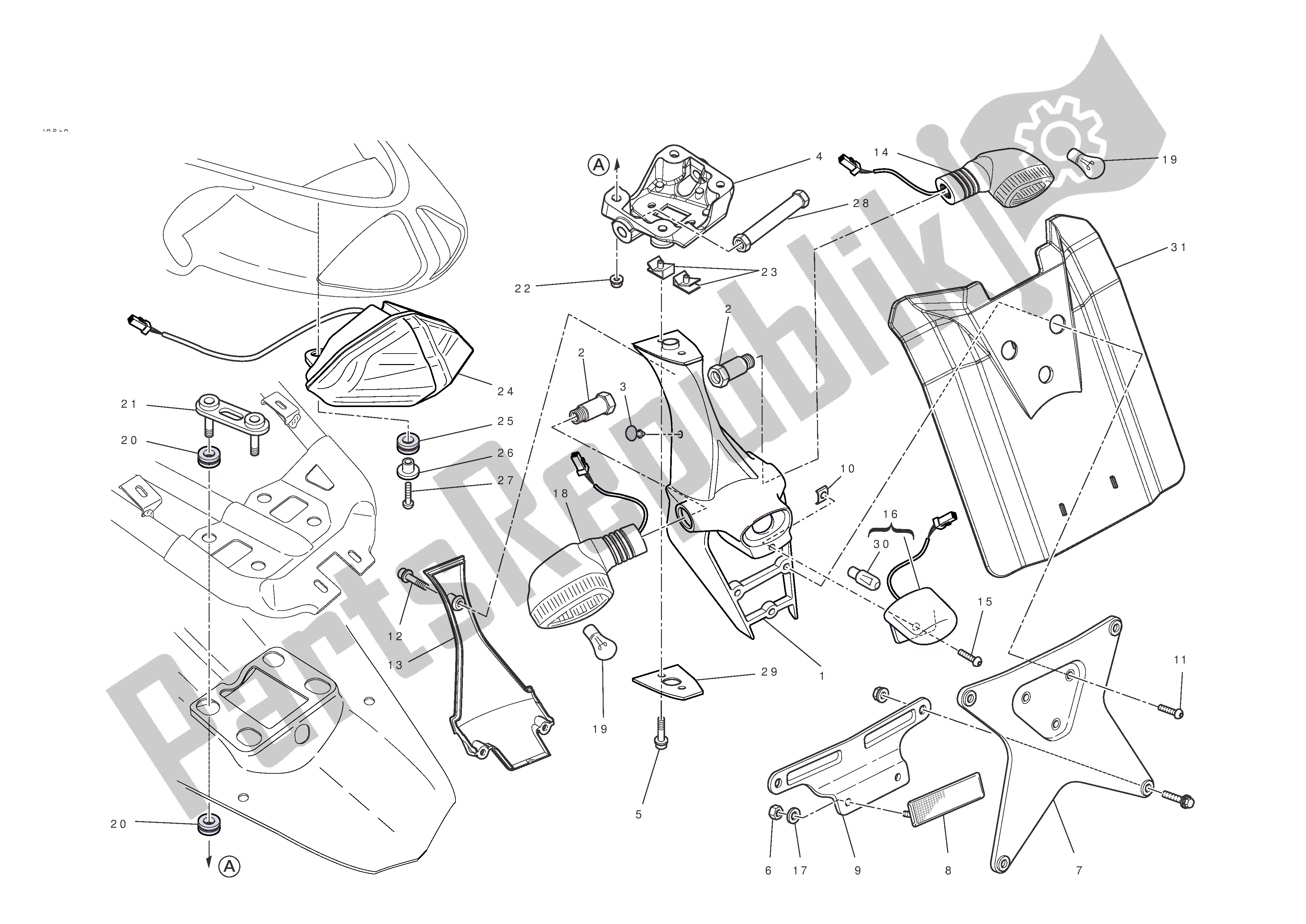 Todas las partes para Soporte De Matrícula - (aus) de Ducati 848 EVO 2011