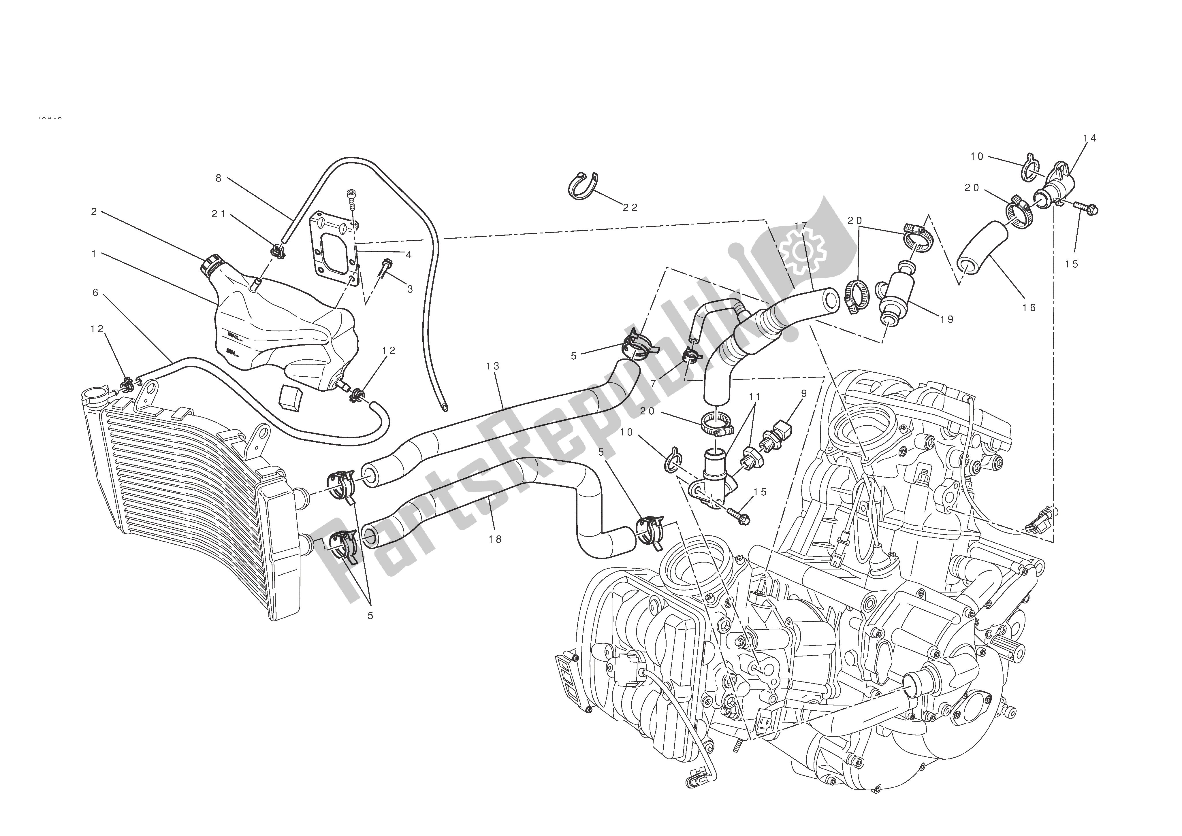 Todas las partes para Sistema De Refrigeración de Ducati 848 EVO 2011