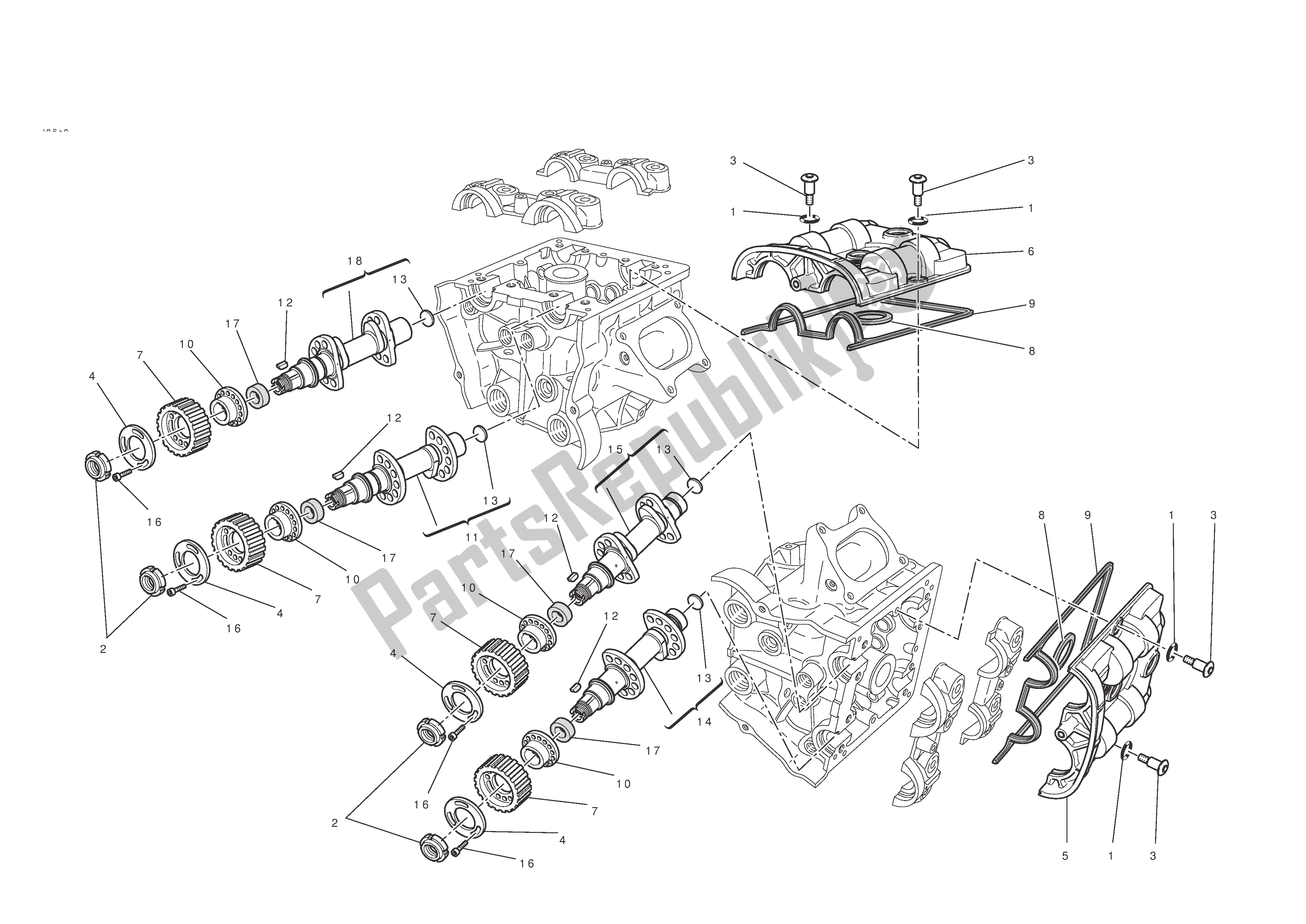 Tutte le parti per il Testata: Timingsystem del Ducati 848 EVO 2011