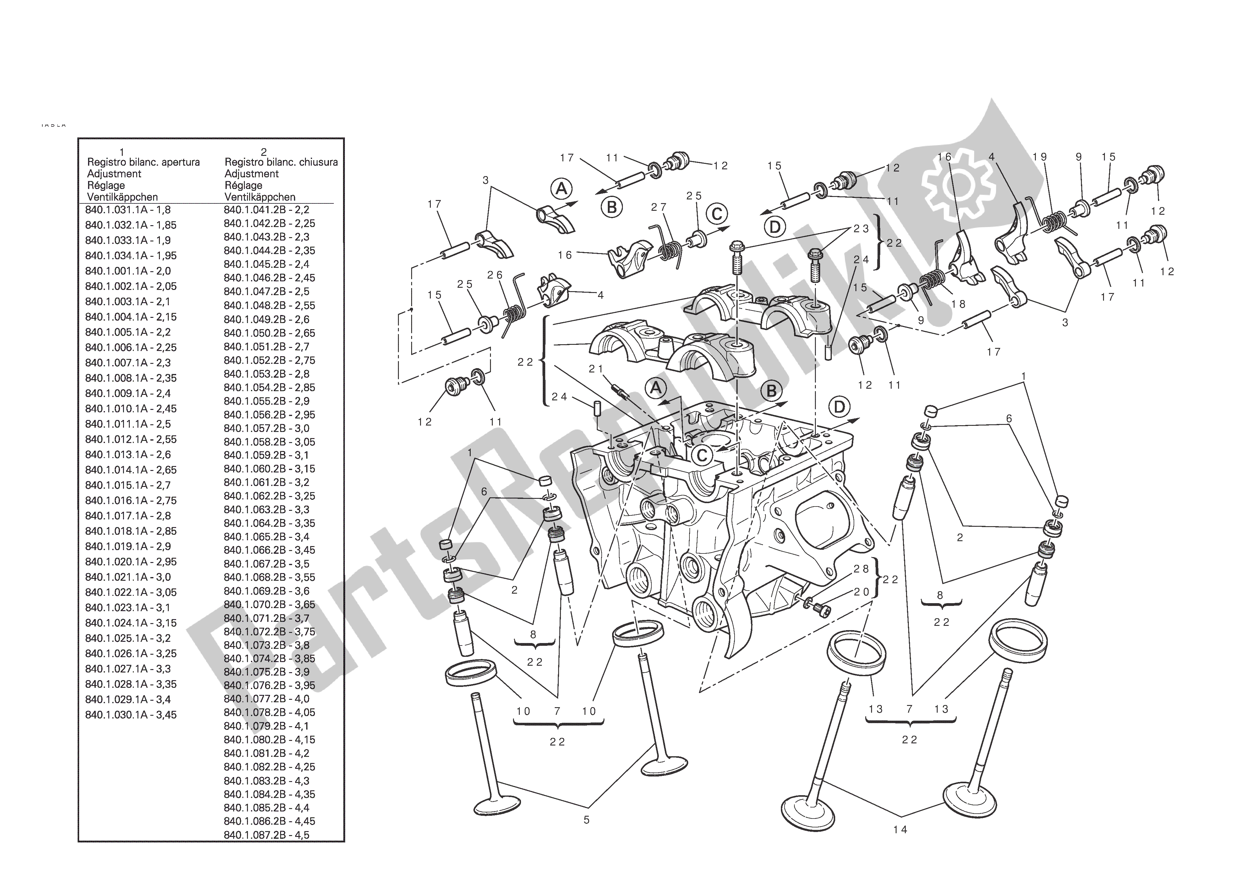 Todas las partes para Culata Vertical de Ducati 848 EVO 2011