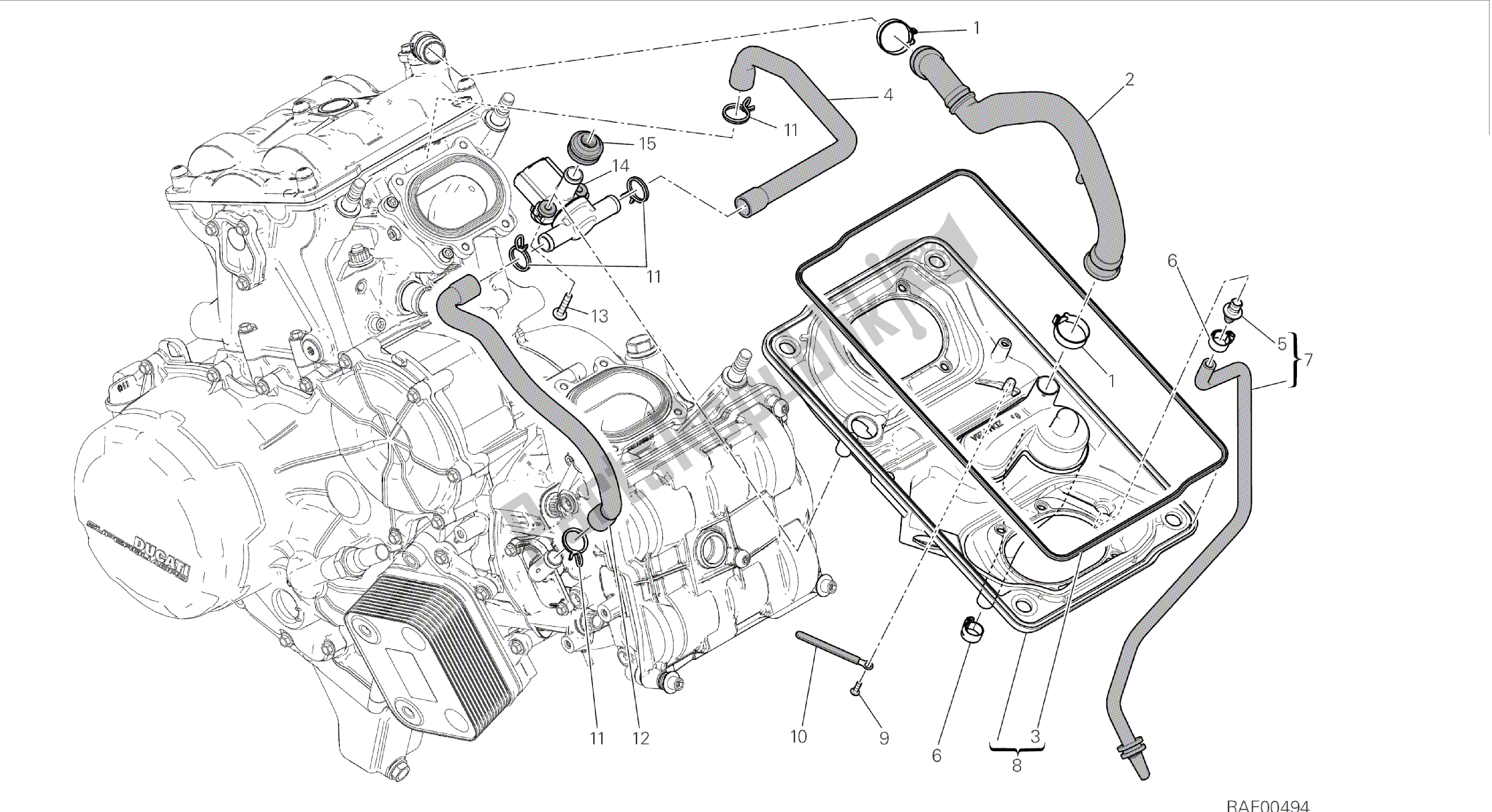 Todas las partes para Dibujo 029 - Toma De Aire - Respiradero De Aceite [mod: 899 Abs, 899 Aws] Cuadro De Grupo de Ducati Panigale 899 2015