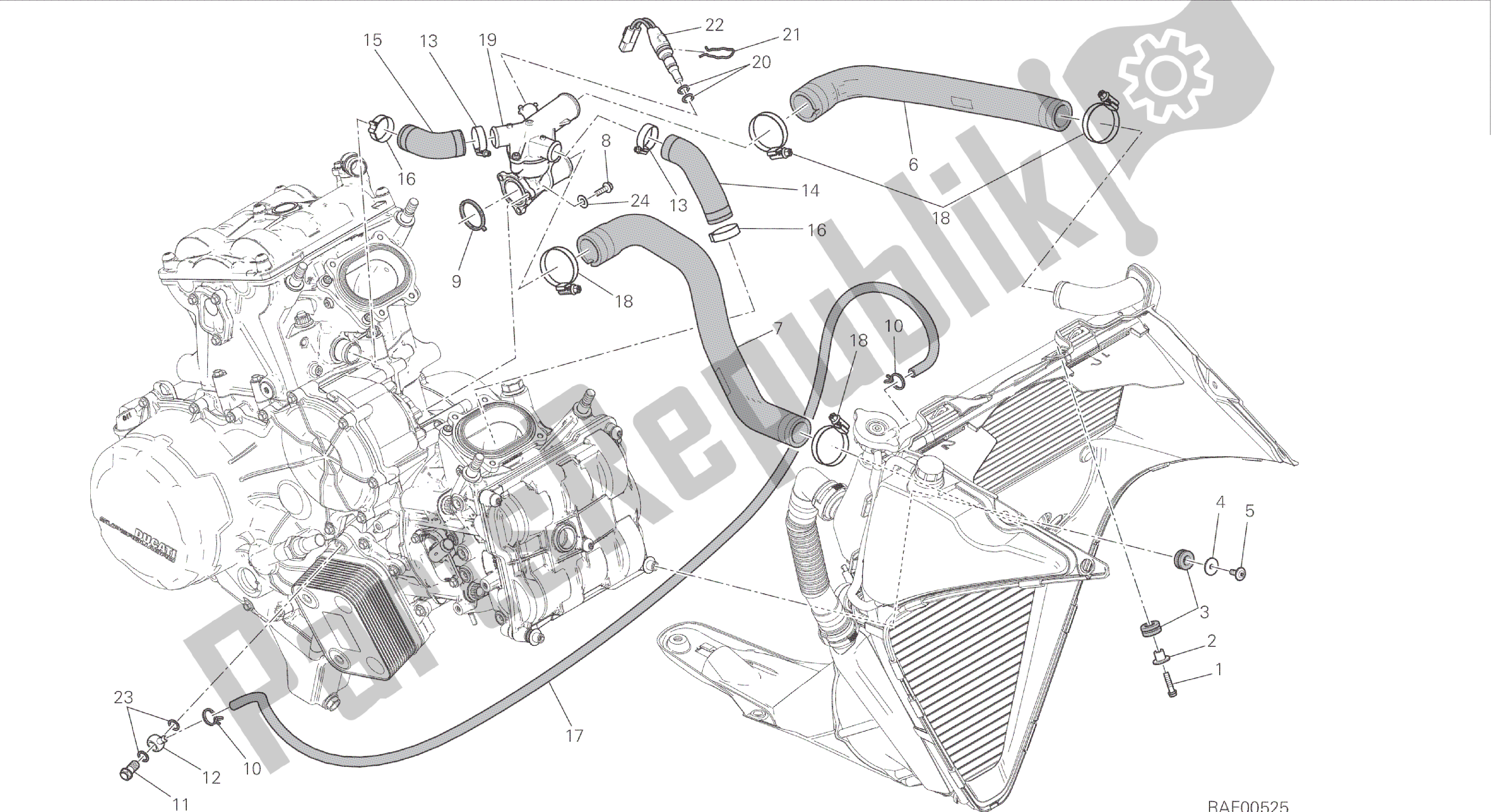 Todas las partes para Dibujo 031 - Sistema De Enfriamiento [mod: 899 Abs, 899 Aws] Marco De Grupo de Ducati Panigale 899 2015