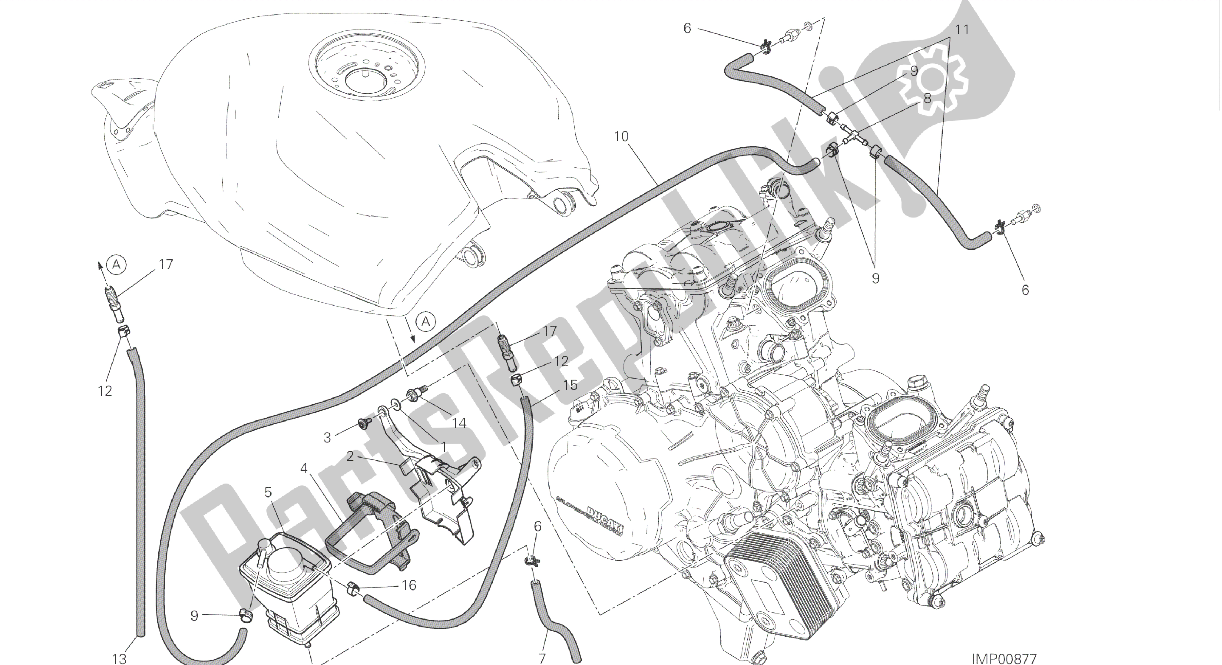 Todas las partes para Dibujo 035 - Filtro De Recipiente [mod: 899 Abs, 899 Aws; Xst: Twn] Marco De Grupo de Ducati Panigale 899 2015