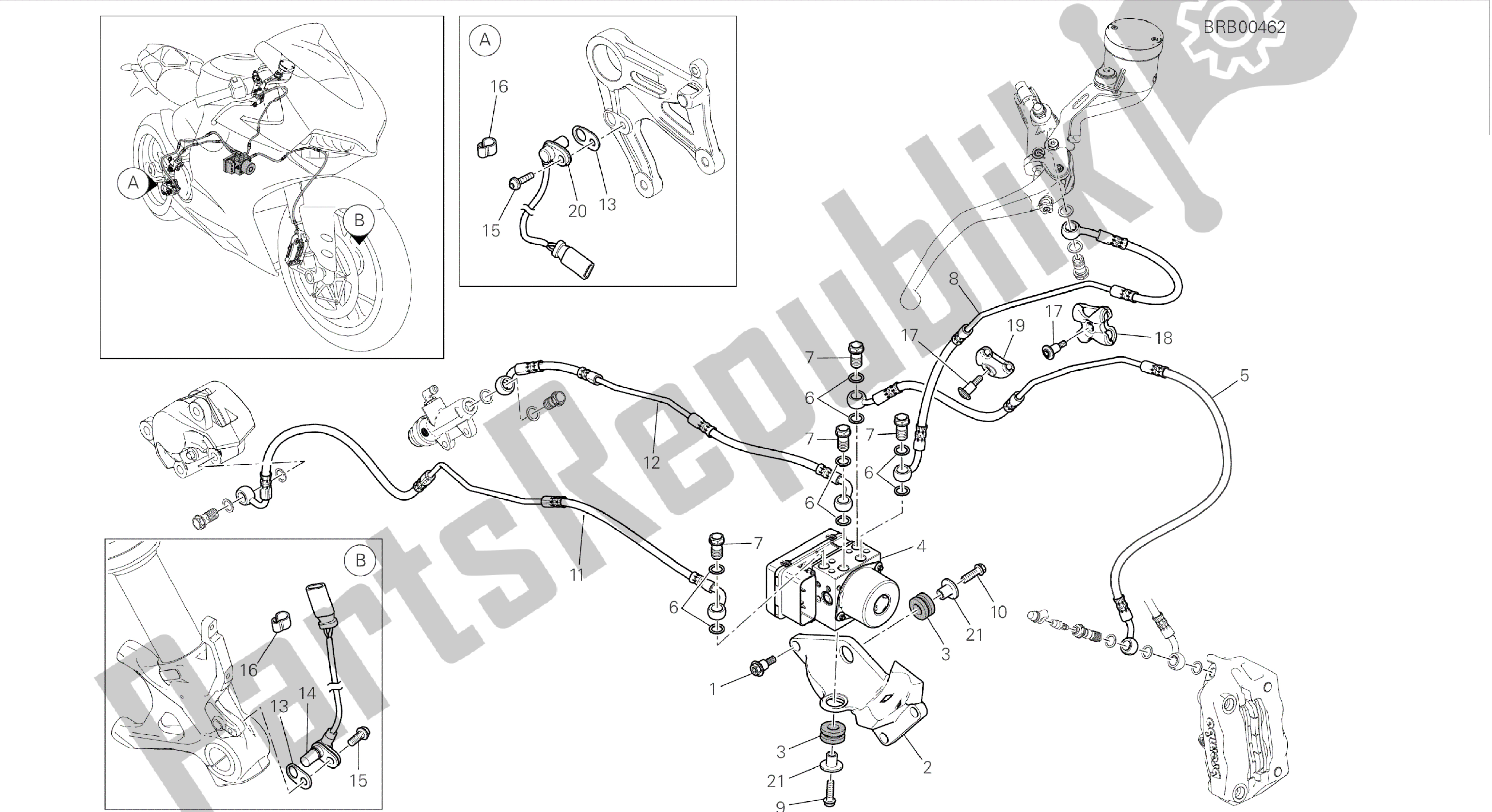 Todas las partes para Dibujo 24a - Sistema De Frenos Antibloqueo (abs) [mod: 899 Abs, 899 Aws] Cuadro De Grupo de Ducati Panigale 899 2015