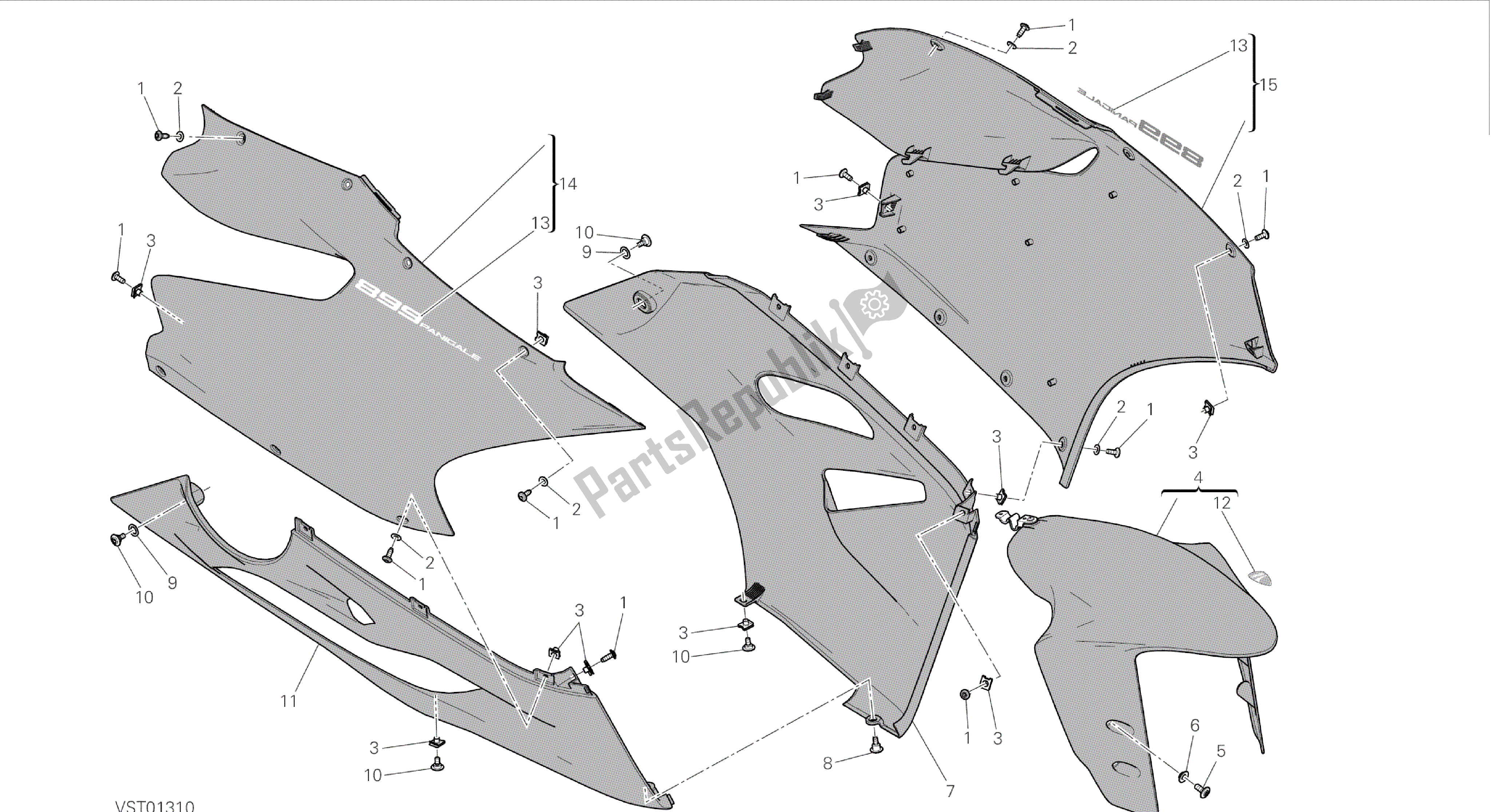 Alle onderdelen voor de Tekening 34a - Kuip [mod: 899 Abs, 899 Aws] Groepsframe van de Ducati Panigale 899 2015