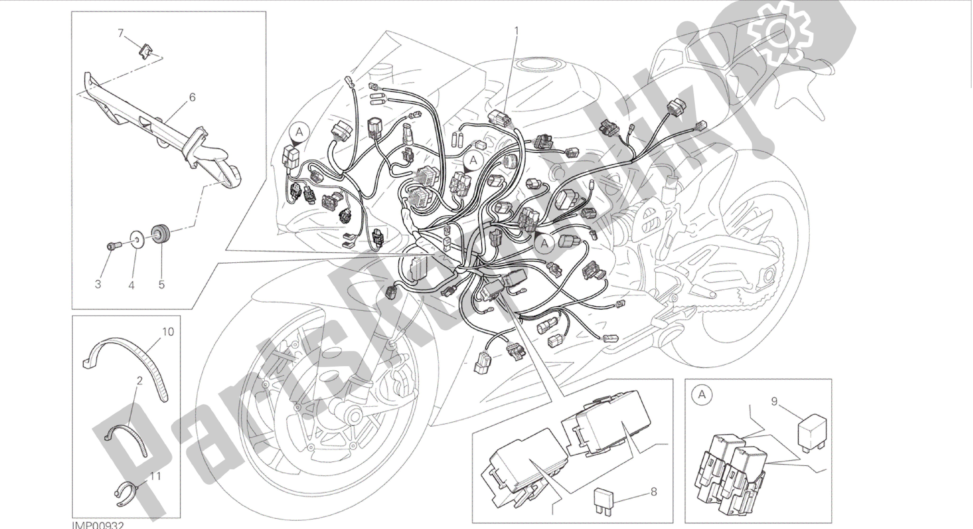 Alle onderdelen voor de Tekening 18c - Kabelboom [mod: 899 Abs, 899 Aws] Groep Elektrisch van de Ducati Panigale 899 2015