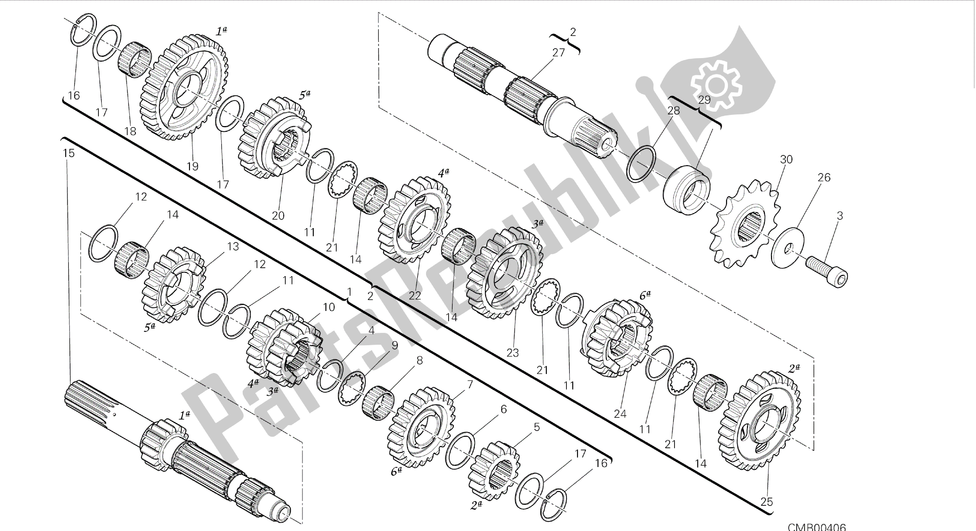 Alle onderdelen voor de Tekening 003 - Versnellingsbak [mod: 899 Abs, 899 Aws] Groepsmotor van de Ducati Panigale 899 2015
