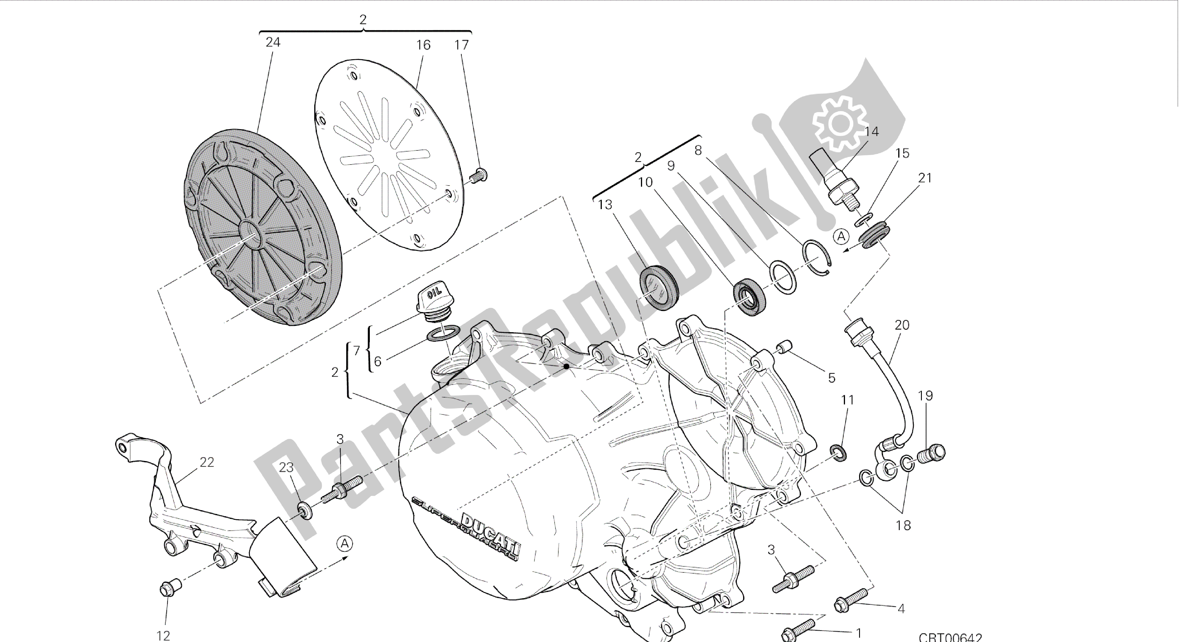 Todas las partes para Dibujo 005 - Embrague - Tapa Del Cárter Lateral [mod: 899 Abs, 899aws; Xst: Aus, Eur, Fra] Motor De Grupo de Ducati Panigale 899 2015