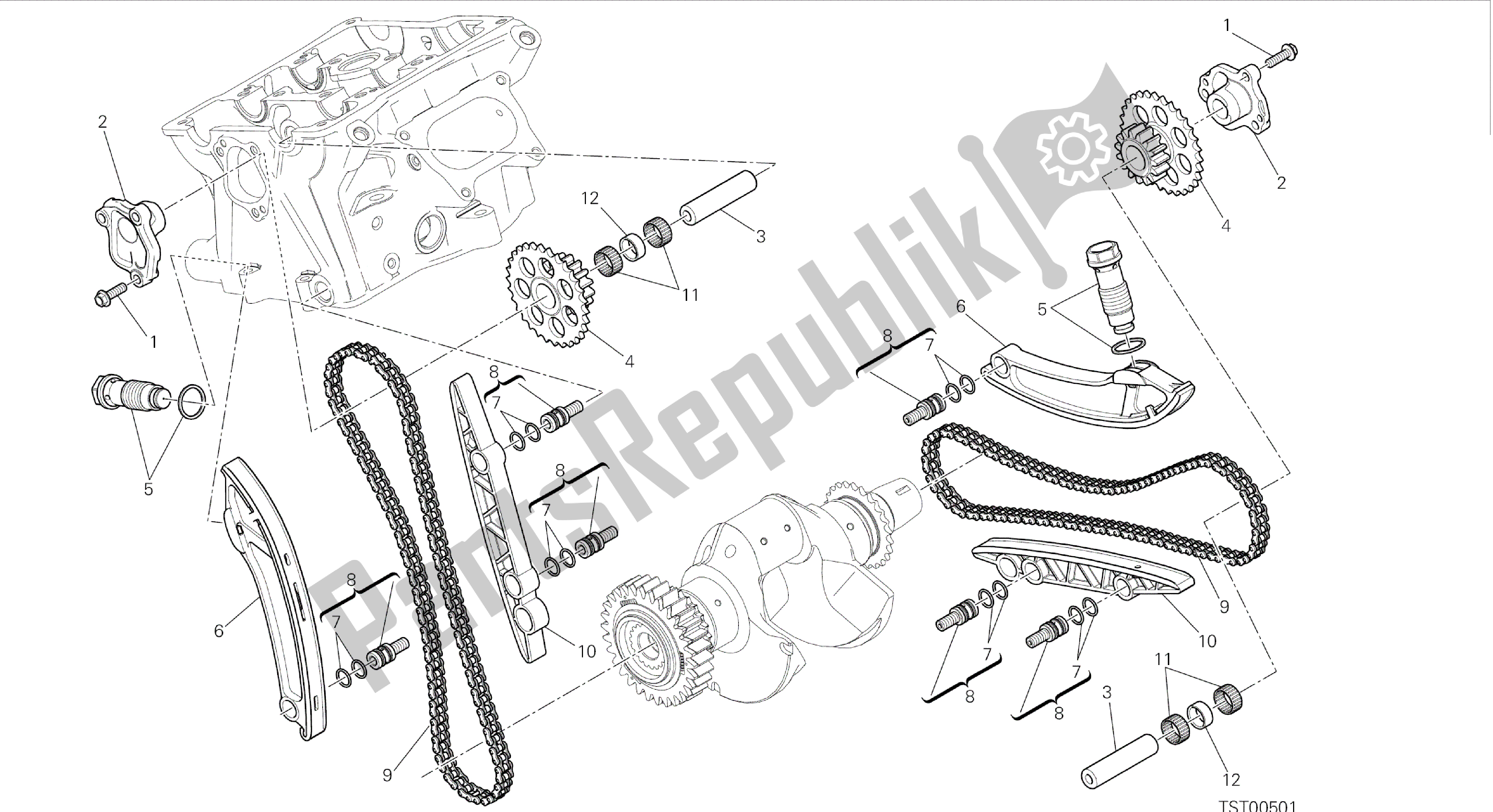 Todas las partes para Dibujo 008 - Motor De Grupo Distribuzione [mod: 899 Abs, 899 Aws] de Ducati Panigale 899 2015
