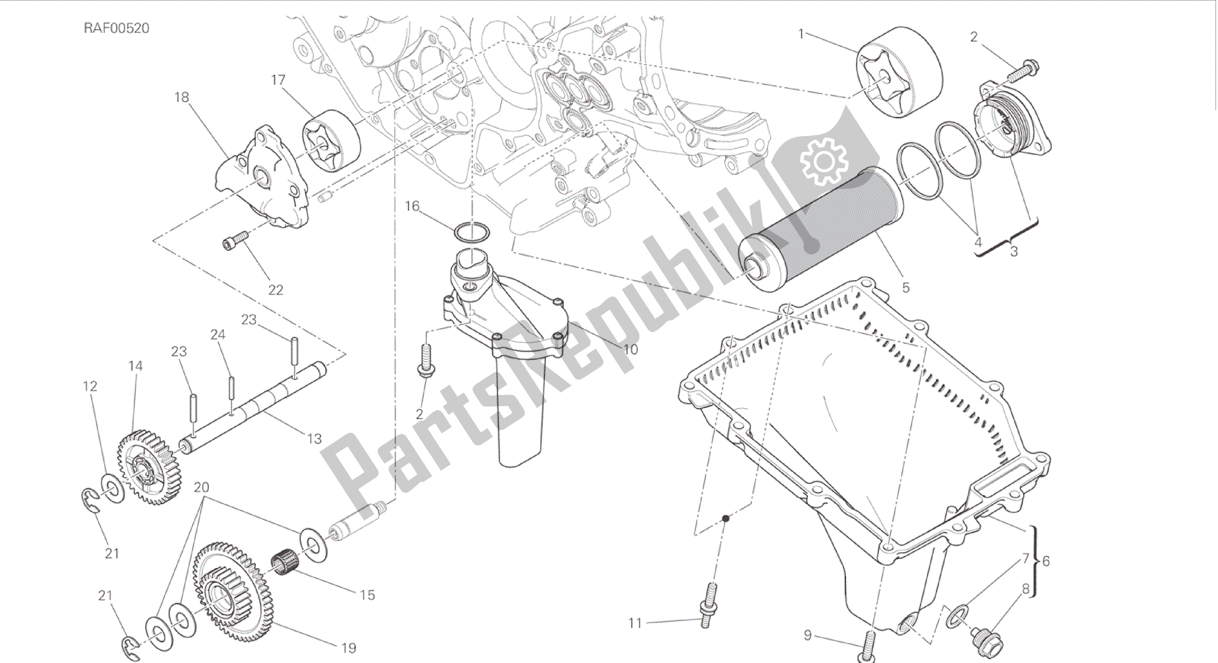 Todas las partes para Dibujo 009 - Motor De Grupo De Filtros Y Bomba De Aceite [mod: 899 Abs, 899 Aws] de Ducati Panigale 899 2015