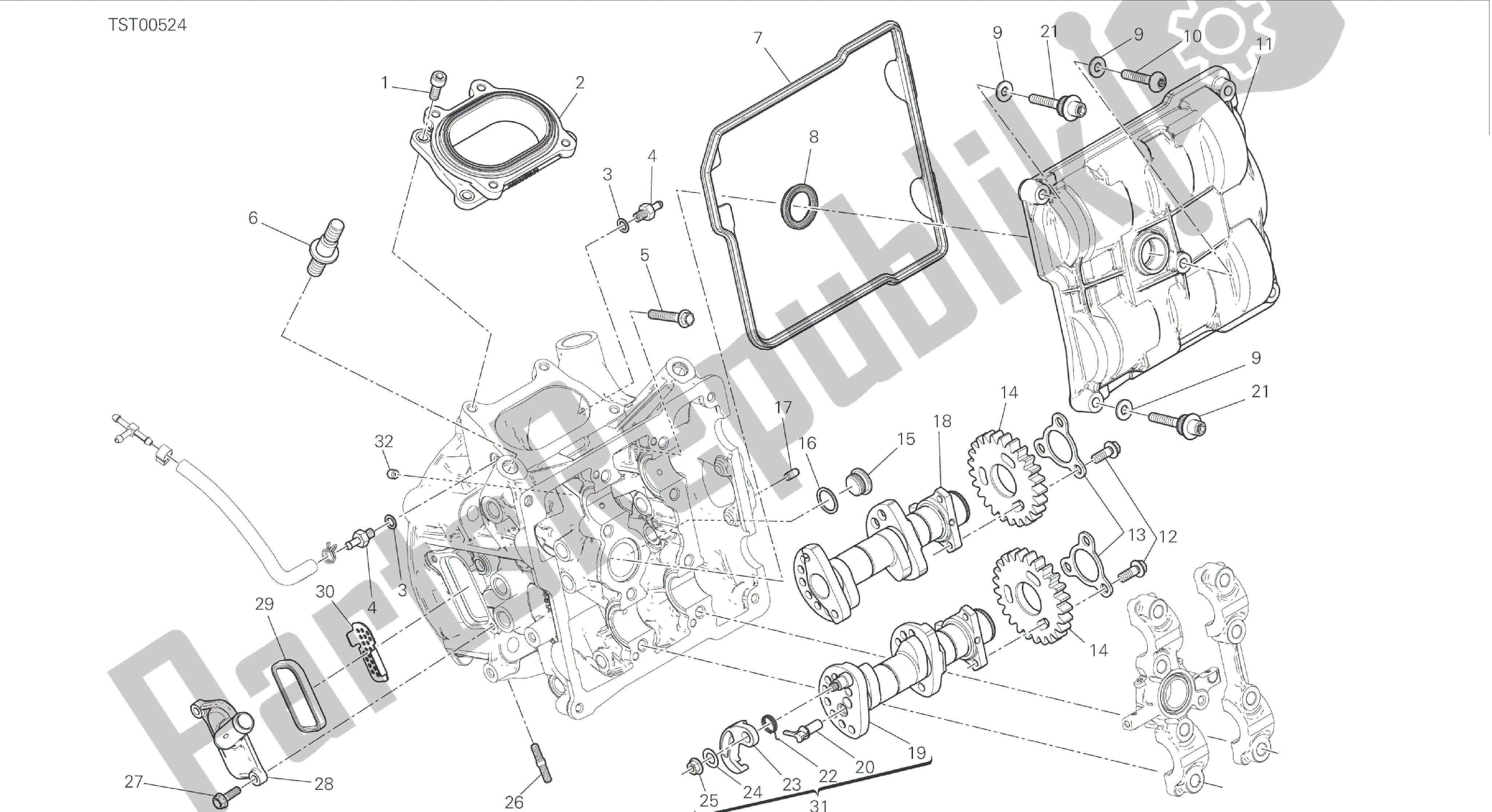 Alle onderdelen voor de Tekening 013 - Testa Orizzontale - Distribuzione [mod: 899 Abs, 899aws; Xst: Twn] Groep Engine van de Ducati Panigale 899 2015