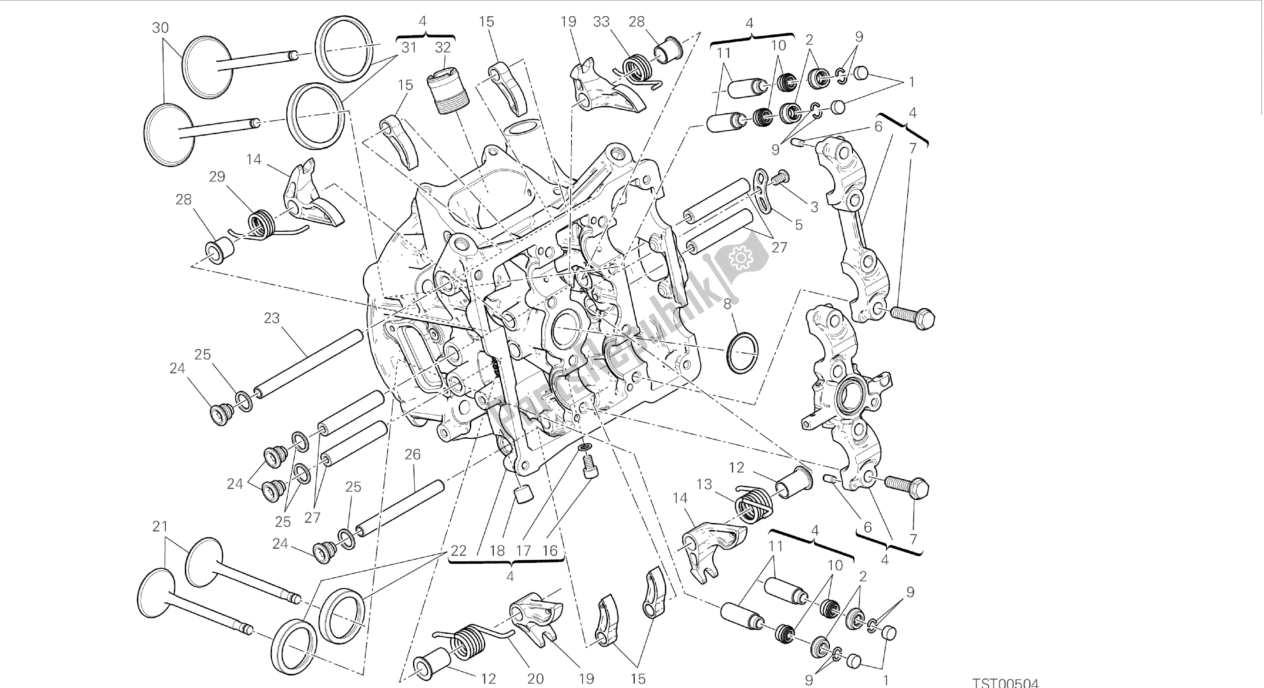 Todas las partes para Dibujo 014 - Motor De Grupo Cabeza Horizontal [mod: 899 Abs, 899 Aws] de Ducati Panigale 899 2015