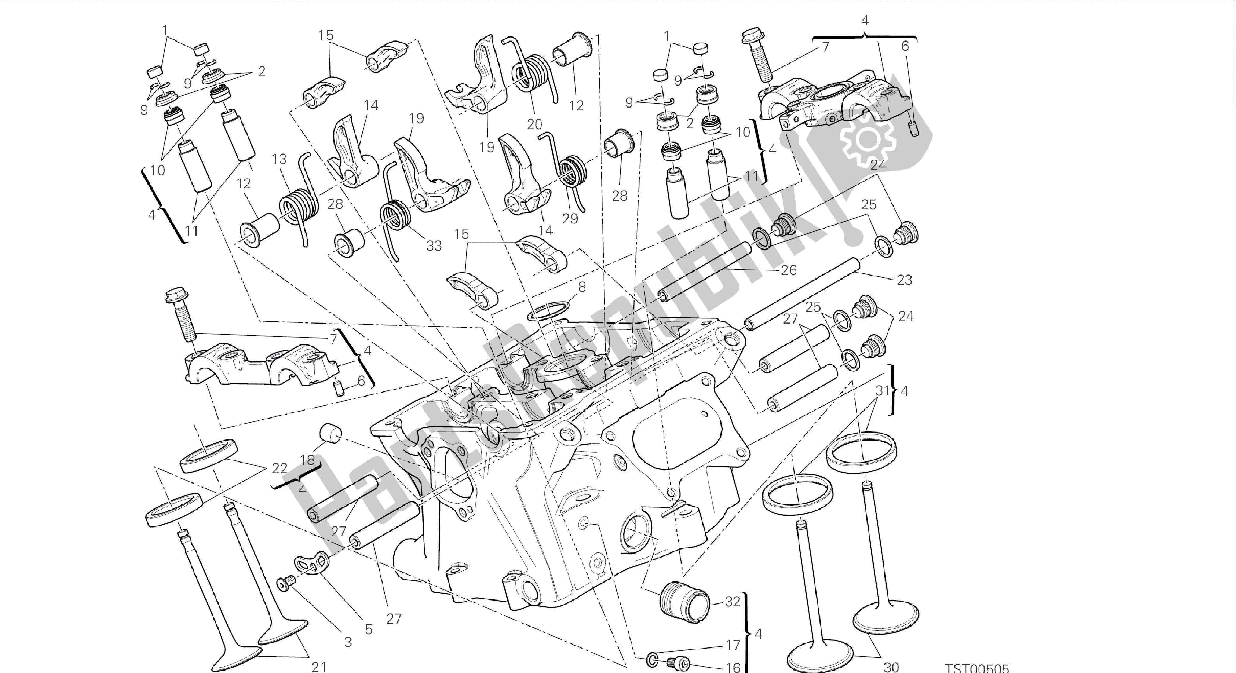 Todas as partes de Desenho 015 - Cabeçote Vertical [mod: 899 Abs, 899 Aws] Motor De Grupo do Ducati Panigale 899 2015