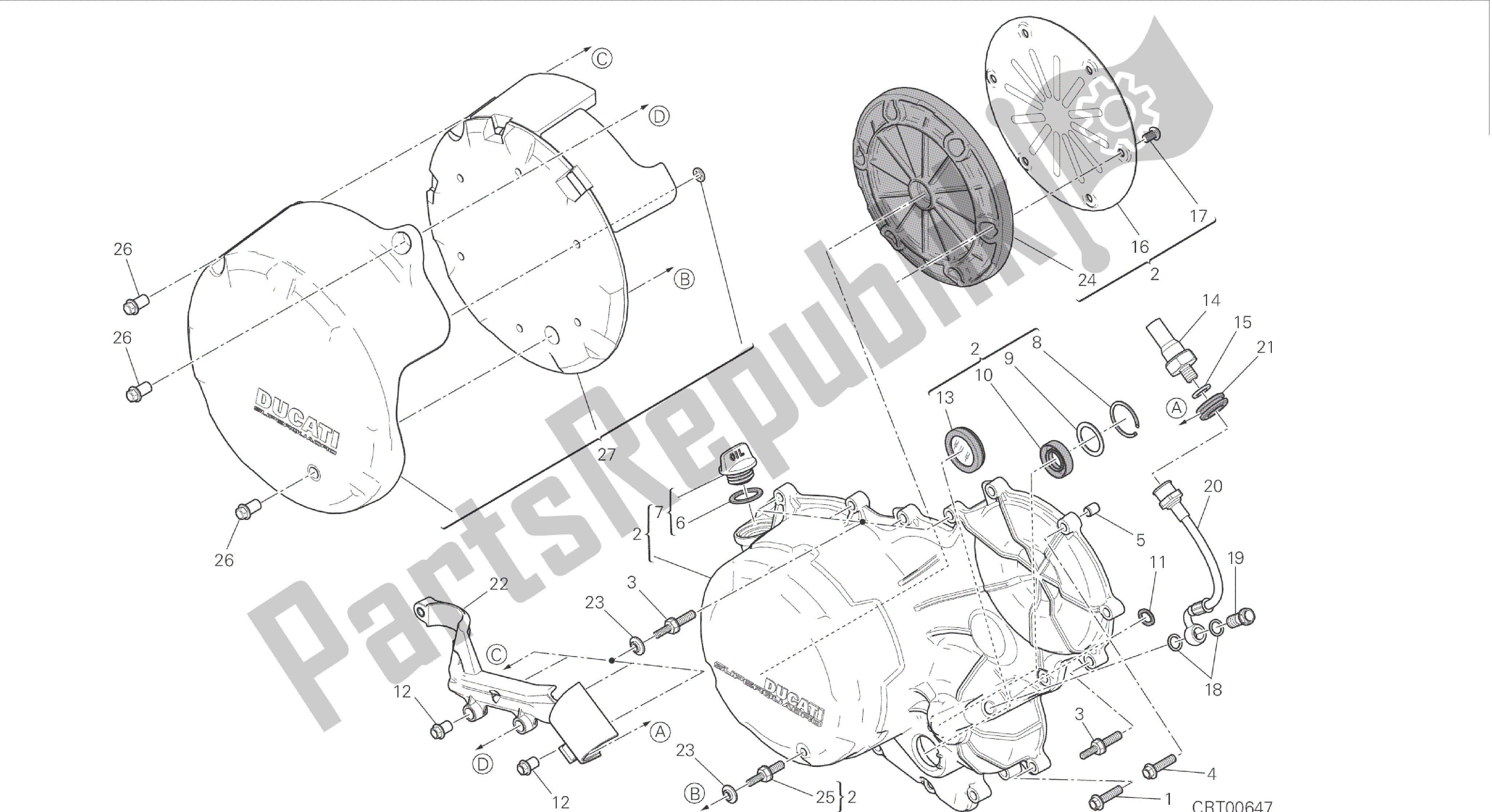 Todas las partes para Dibujo 05a - Tapa Del Cárter Del Lado Del Embrague (jap) [mod: 899 Abs, 899aws; Xst: Jap, Twn] Motor De Grupo de Ducati Panigale 899 2015