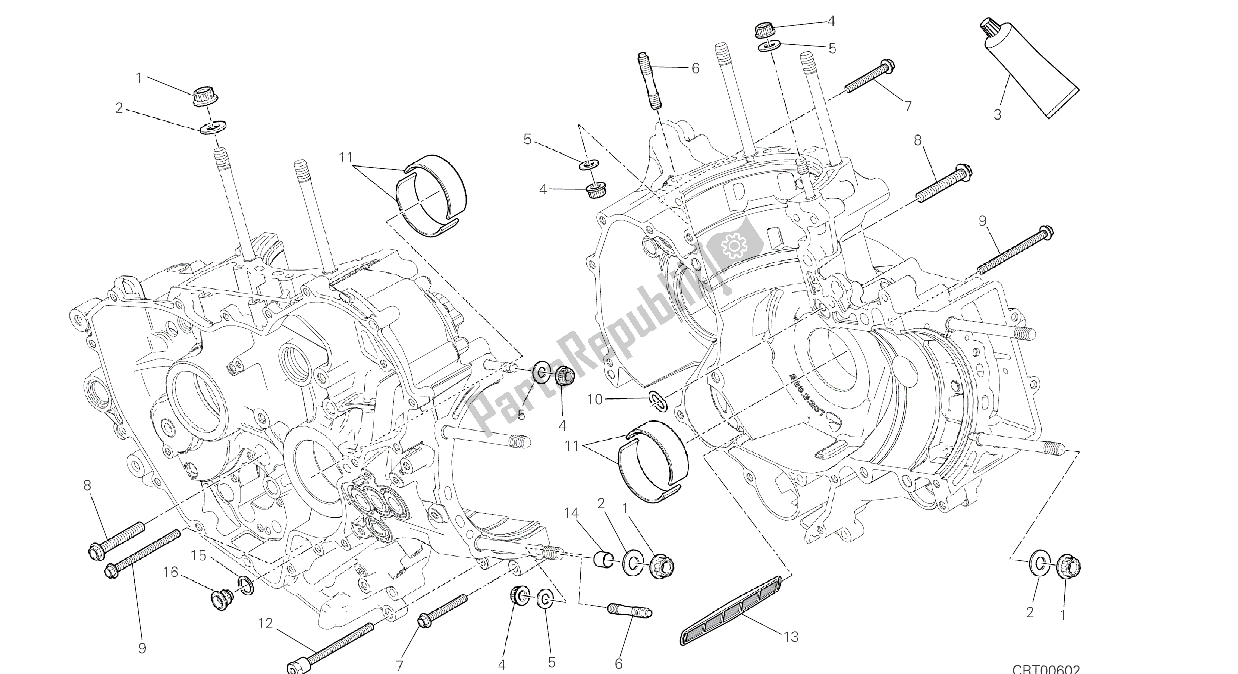 Alle onderdelen voor de Tekening 10a - Halve Carters Paar [mod: 899 Abs, 899 Aws] Groepsmotor van de Ducati Panigale 899 2015