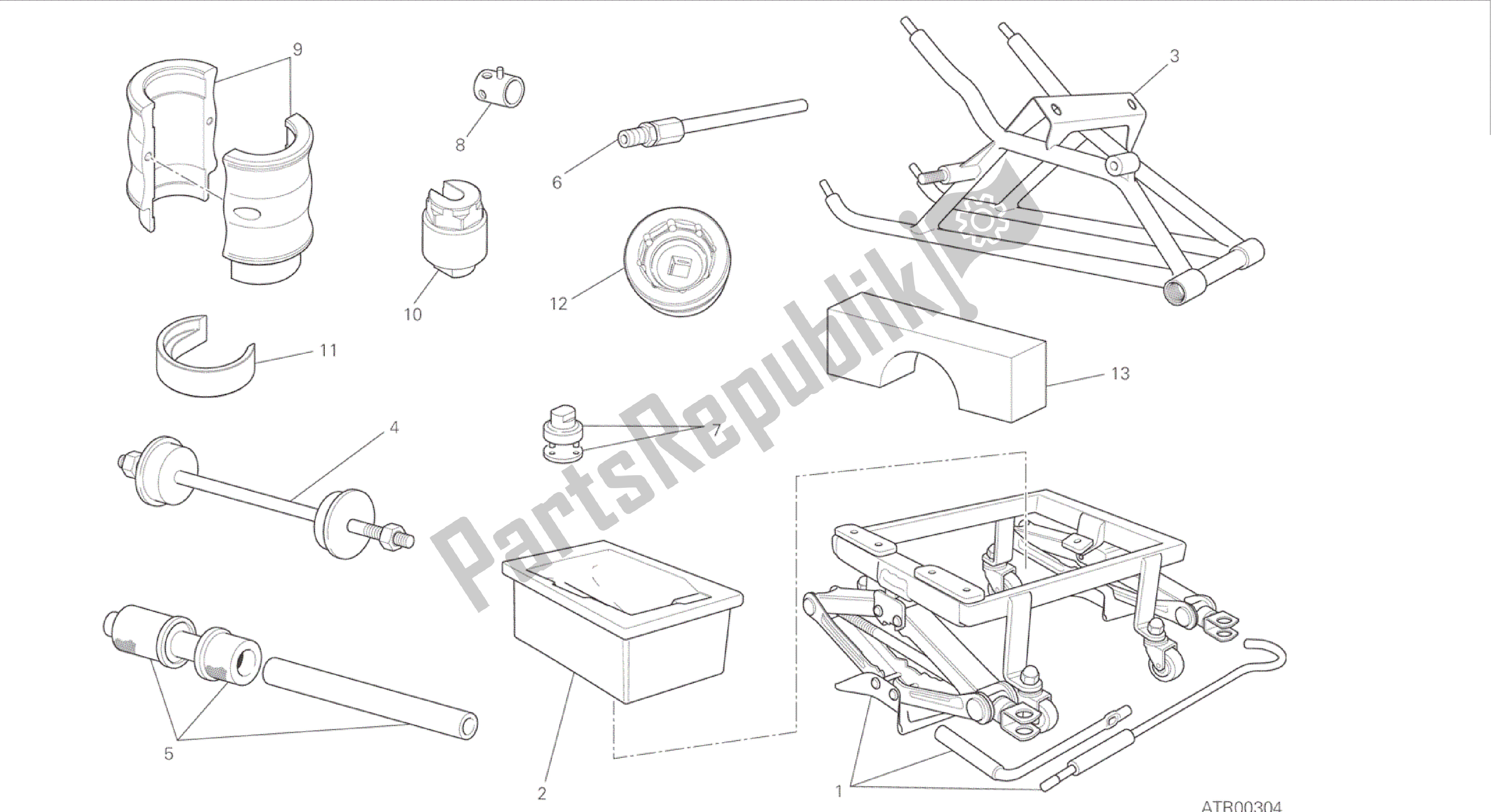 Todas las partes para Dibujo 01c - Herramientas De Servicio De Taller [mod: 899 Abs, 899 Aws] Herramientas De Grupo de Ducati Panigale 899 2015