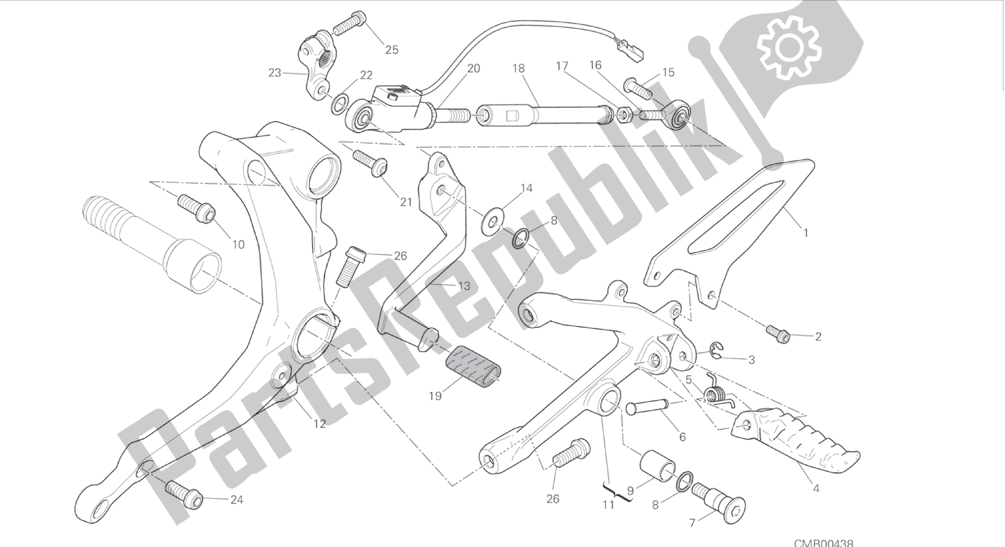 Alle onderdelen voor de Tekening 016 - Voetsteunen, Links [mod: 899 Abs, 899 Aws] Groepsframe van de Ducati Panigale 899 2015