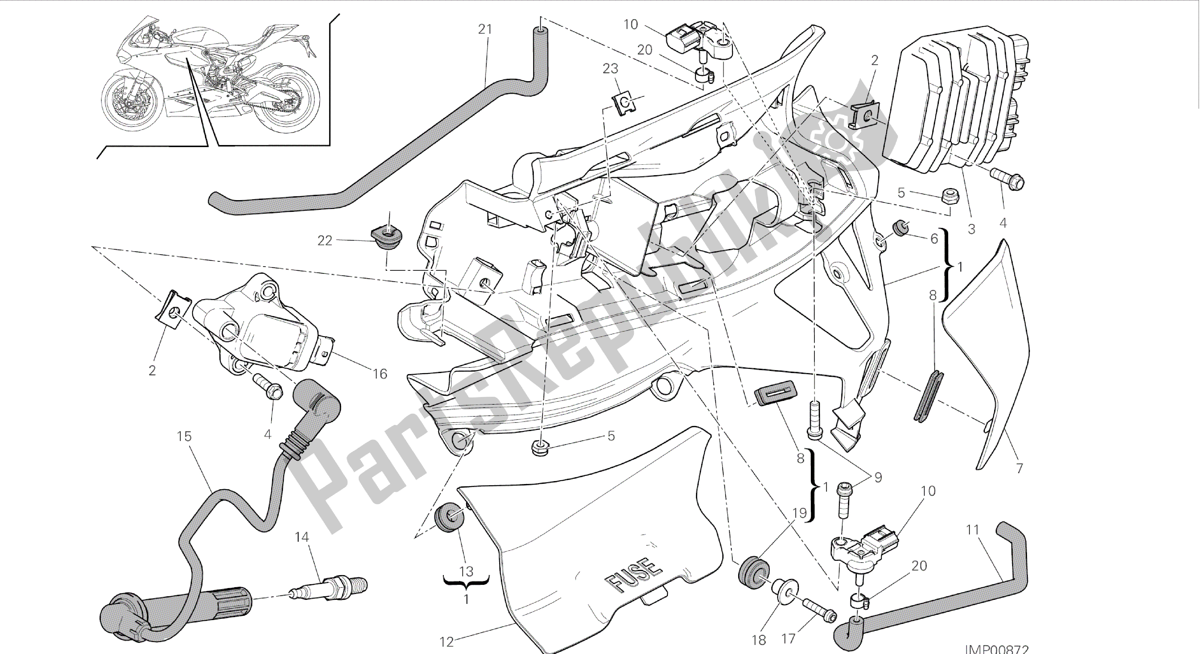 Alle onderdelen voor de Tekening 018 - Impianto Elettrico Sinistro [mod: 899 Abs, 899 Aws] Groep Elektrisch van de Ducati Panigale 899 2015
