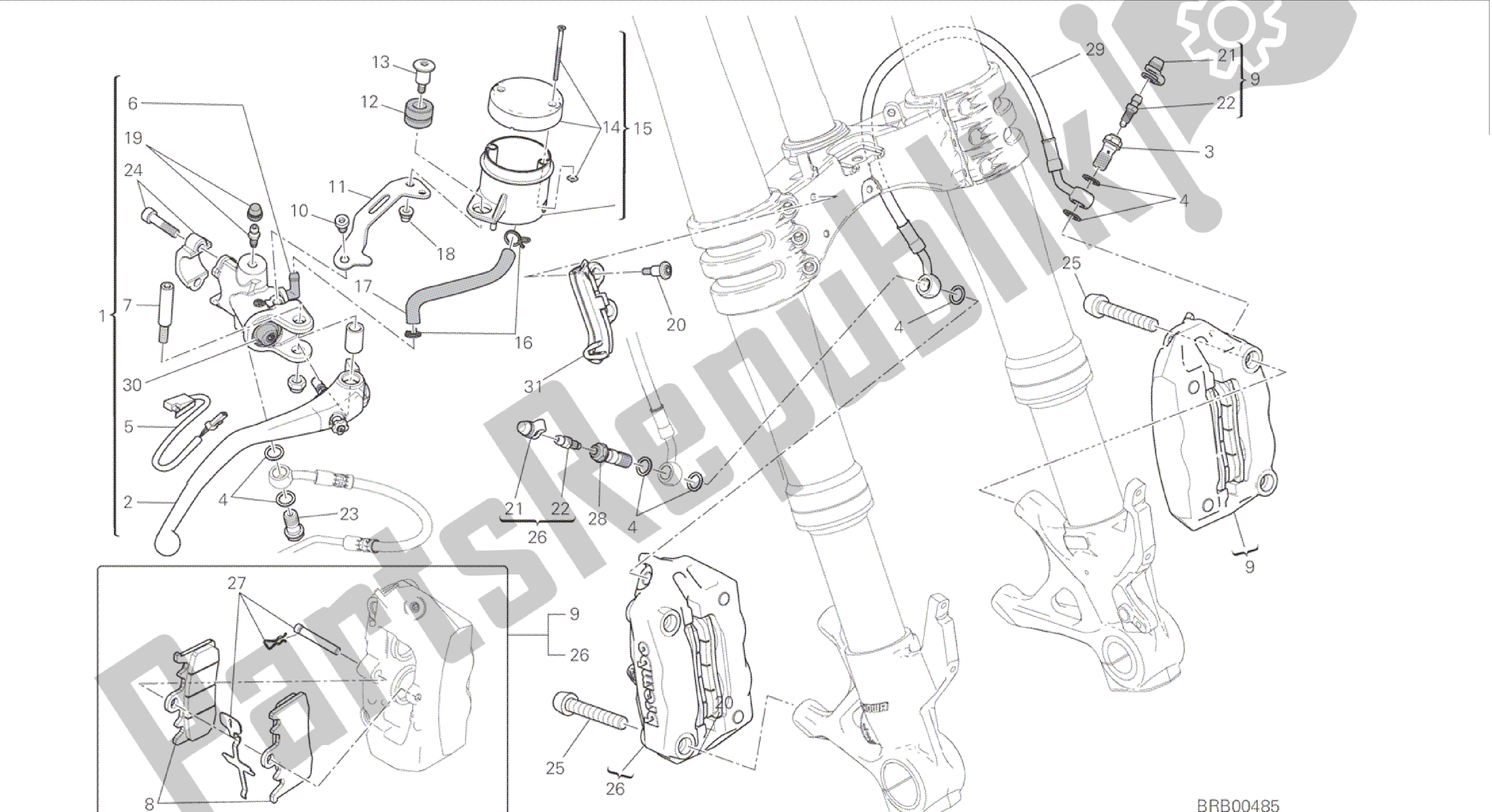 Todas las partes para Dibujo 024 - Marco De Grupo Freno Anteriore [mod: 899 Abs, 899 Aws] de Ducati Panigale 899 2015