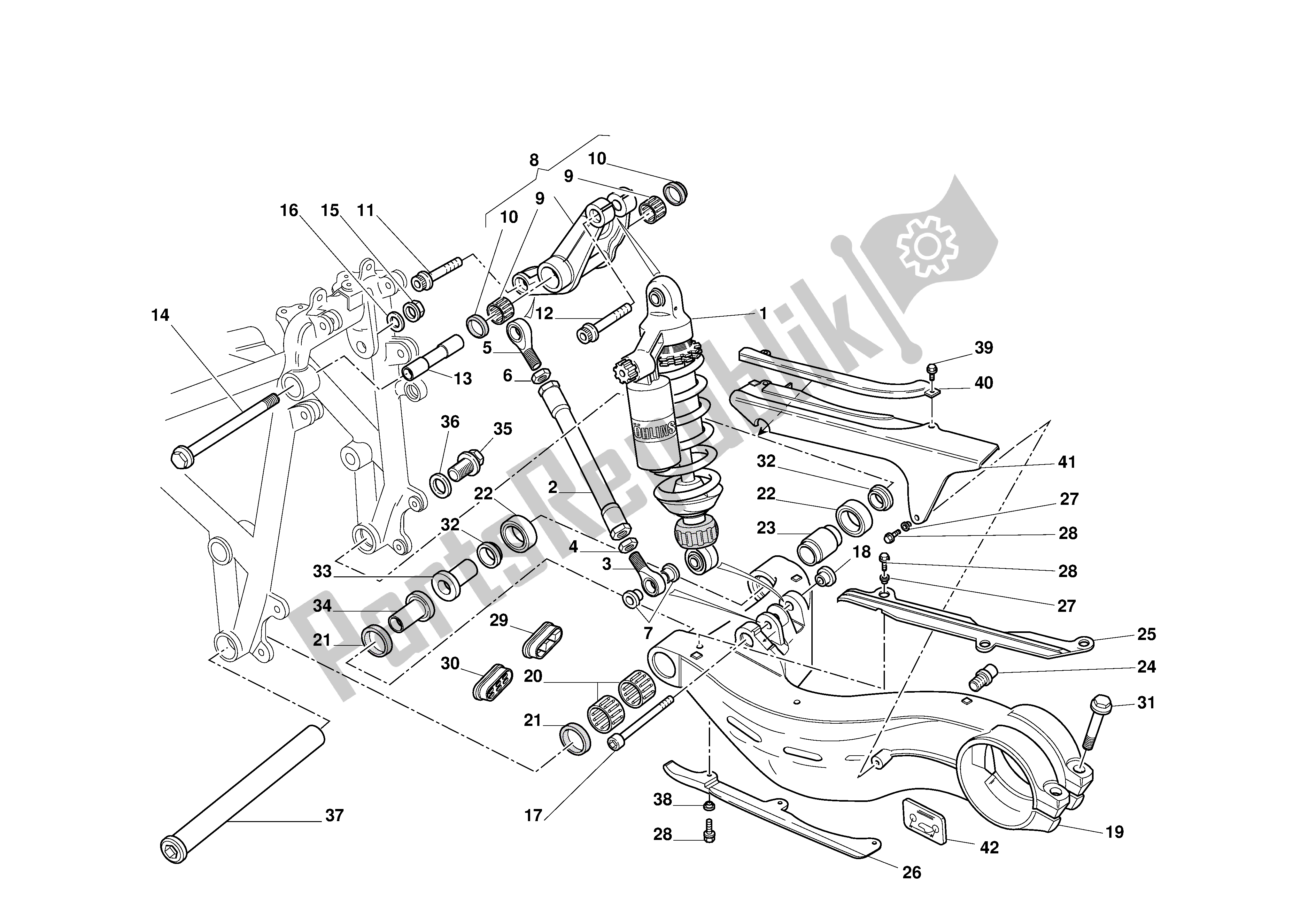 Tutte le parti per il Sospensione Posteriore del Ducati 996R 2001