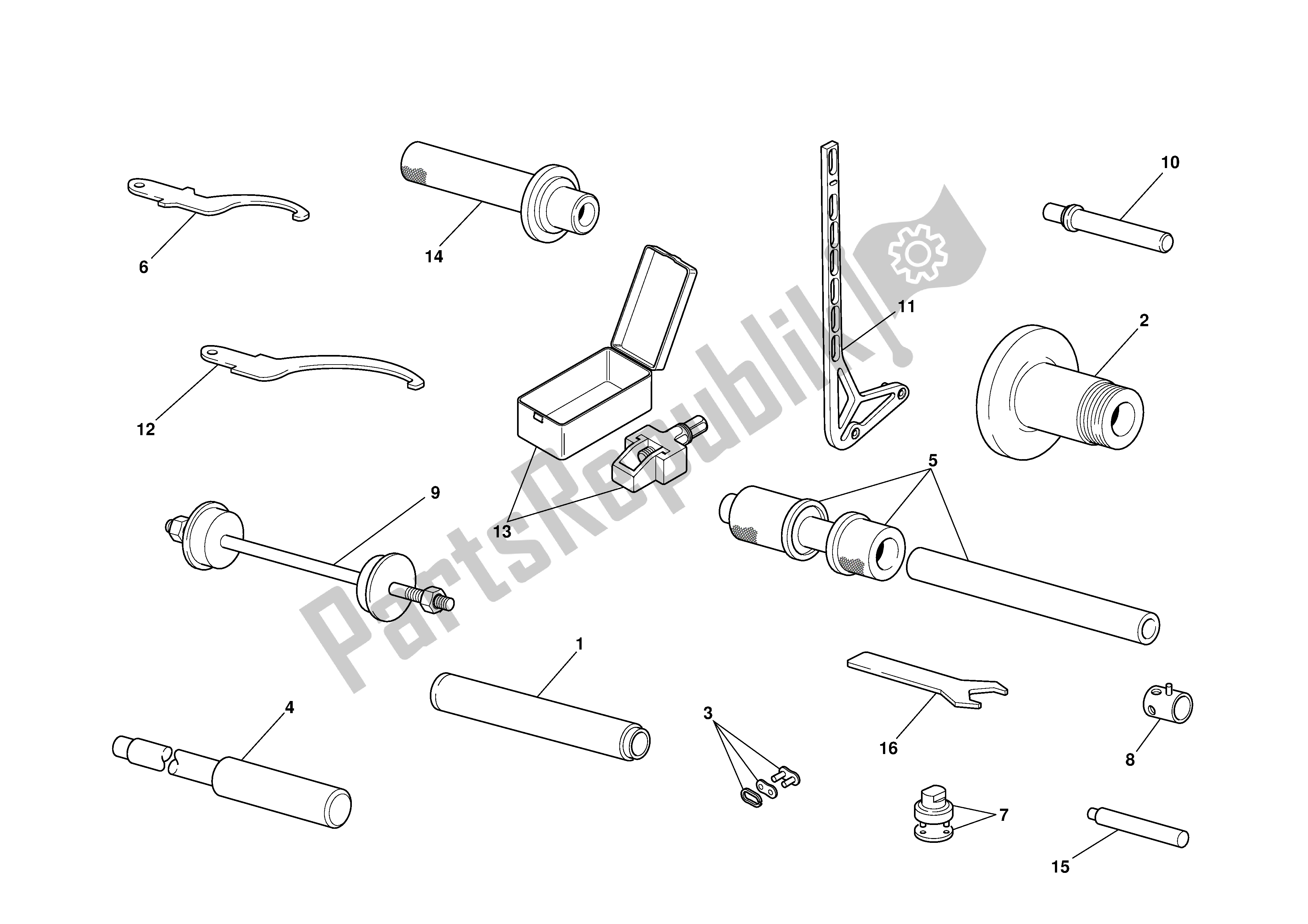 Todas las partes para Taller Herramientas Especiales de Ducati 996R 2001