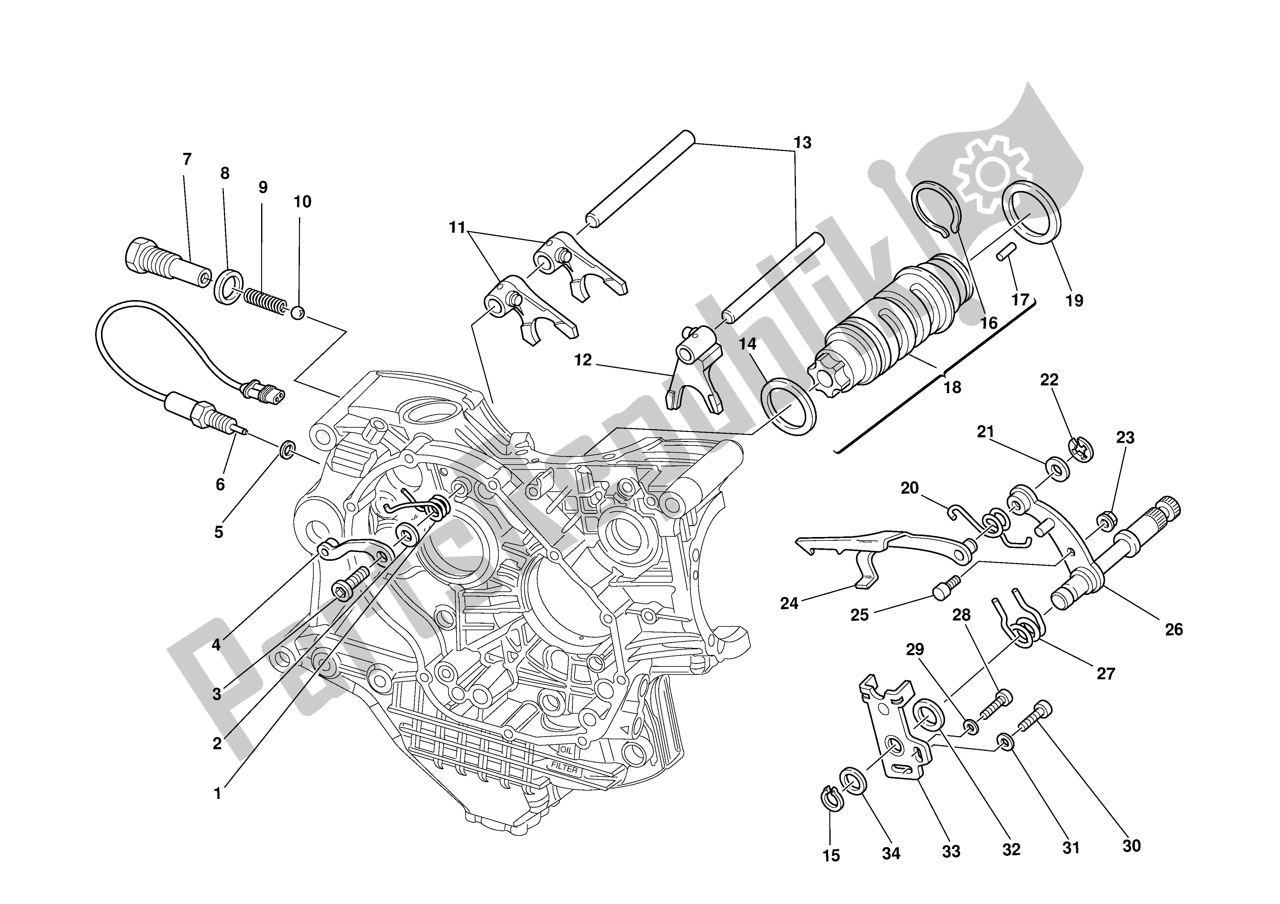 Todas las partes para Cambio De Marcha de Ducati 996R 2001