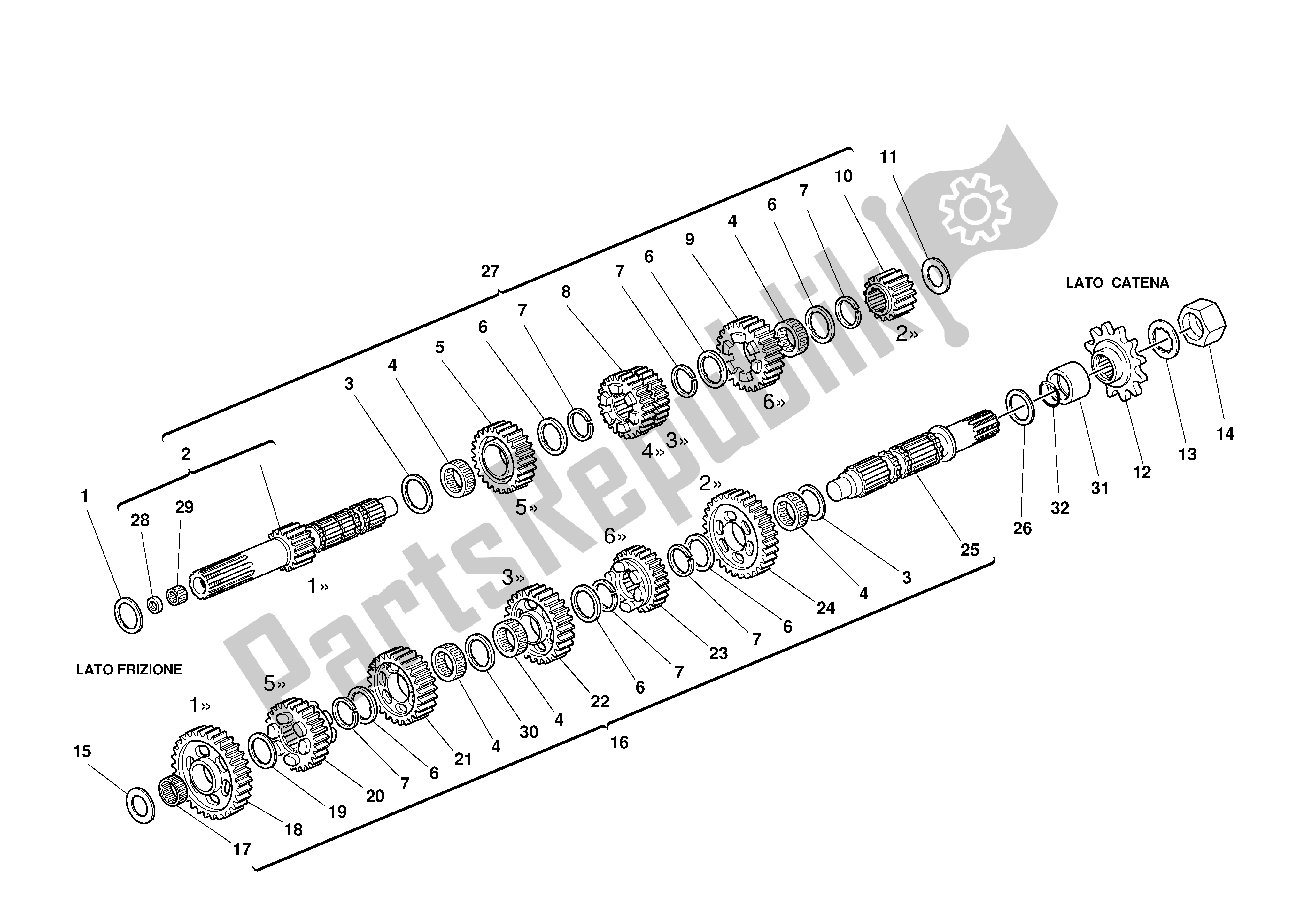 Todas las partes para Caja De Cambios de Ducati 996R 2001