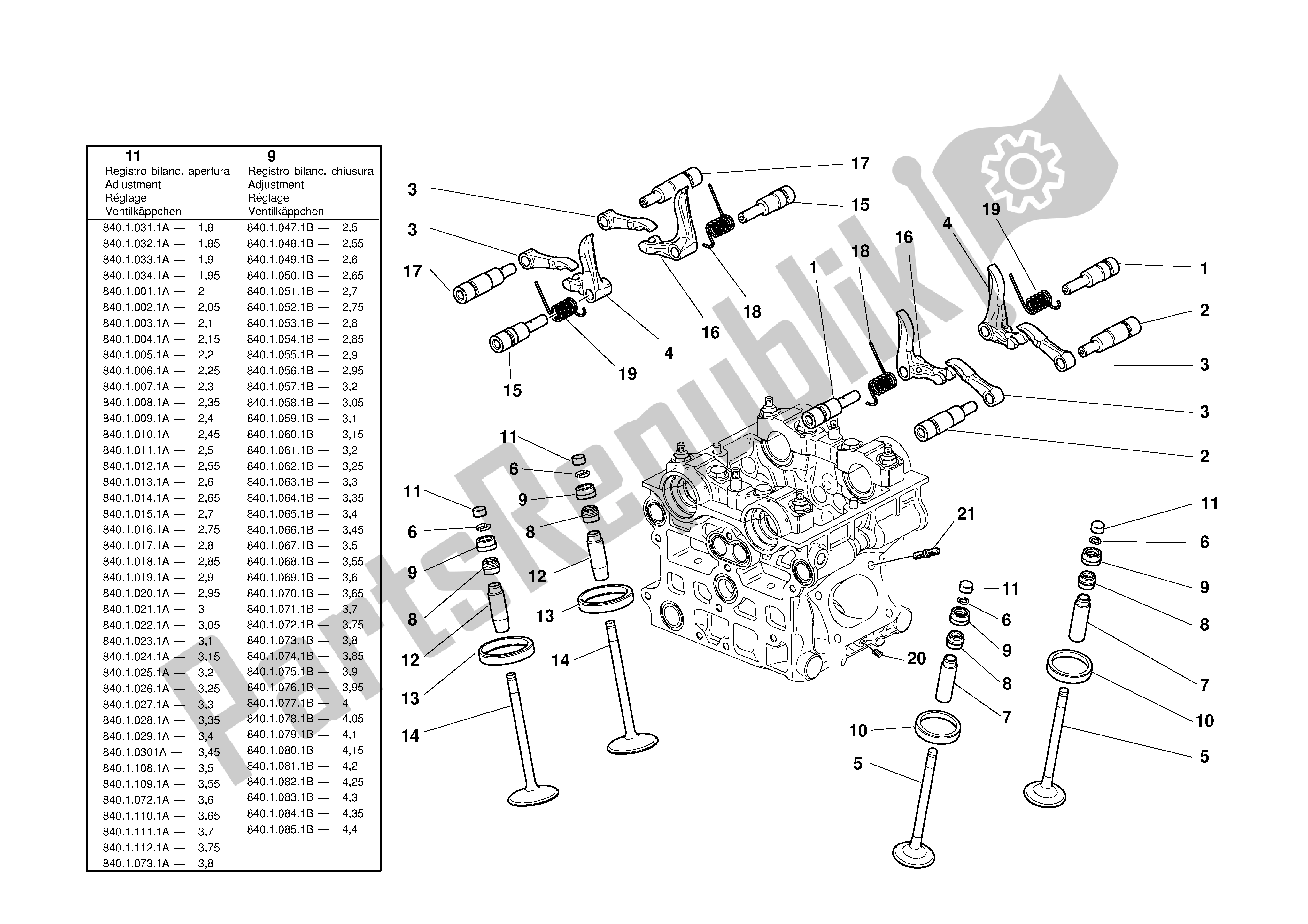 Todas las partes para Cabeza: Sincronización de Ducati 996R 2001
