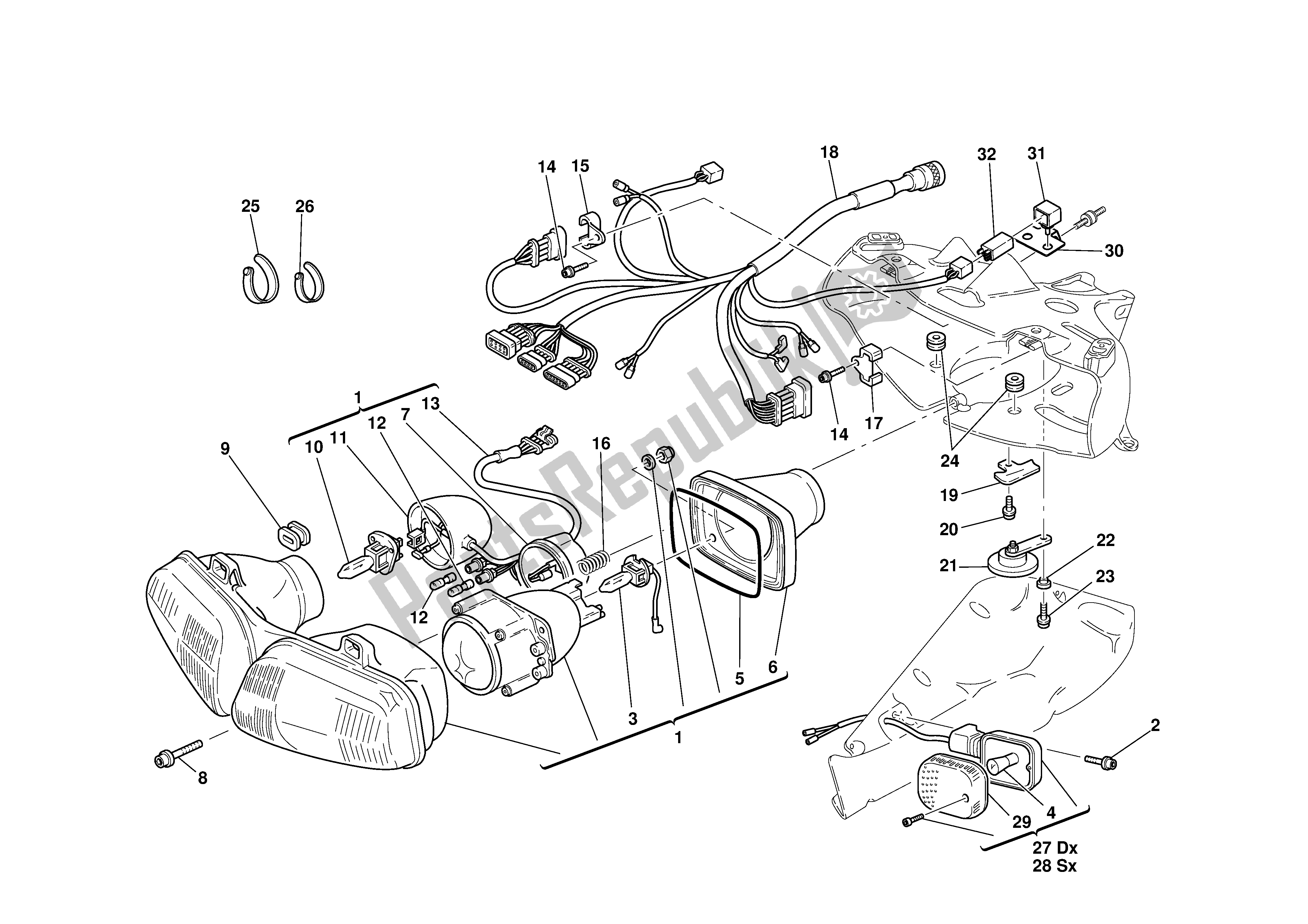 Todas las partes para Faro Delantero de Ducati 996R 2001