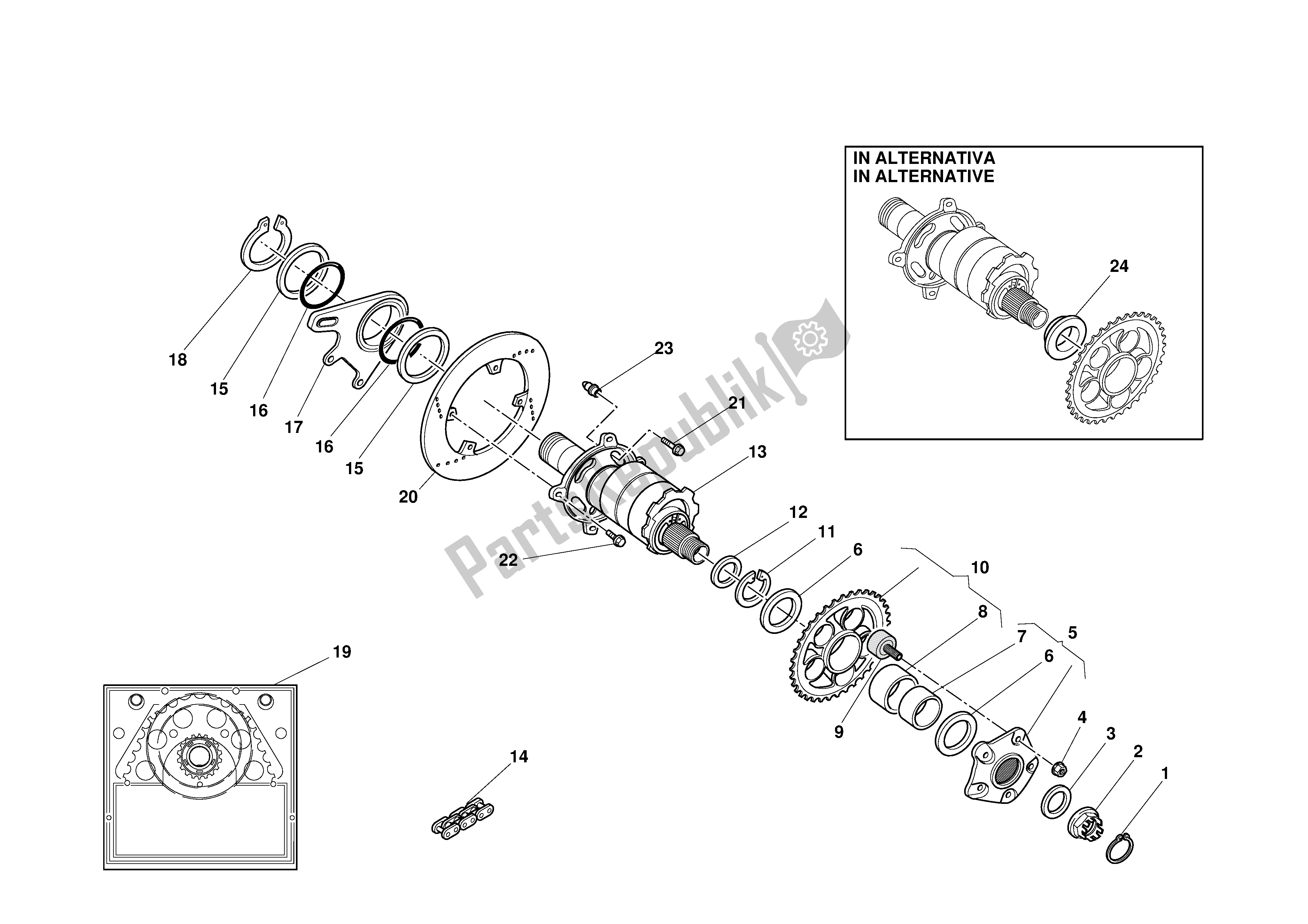 Tutte le parti per il Perno Ruota Posteriore del Ducati 996S Biposto 2001