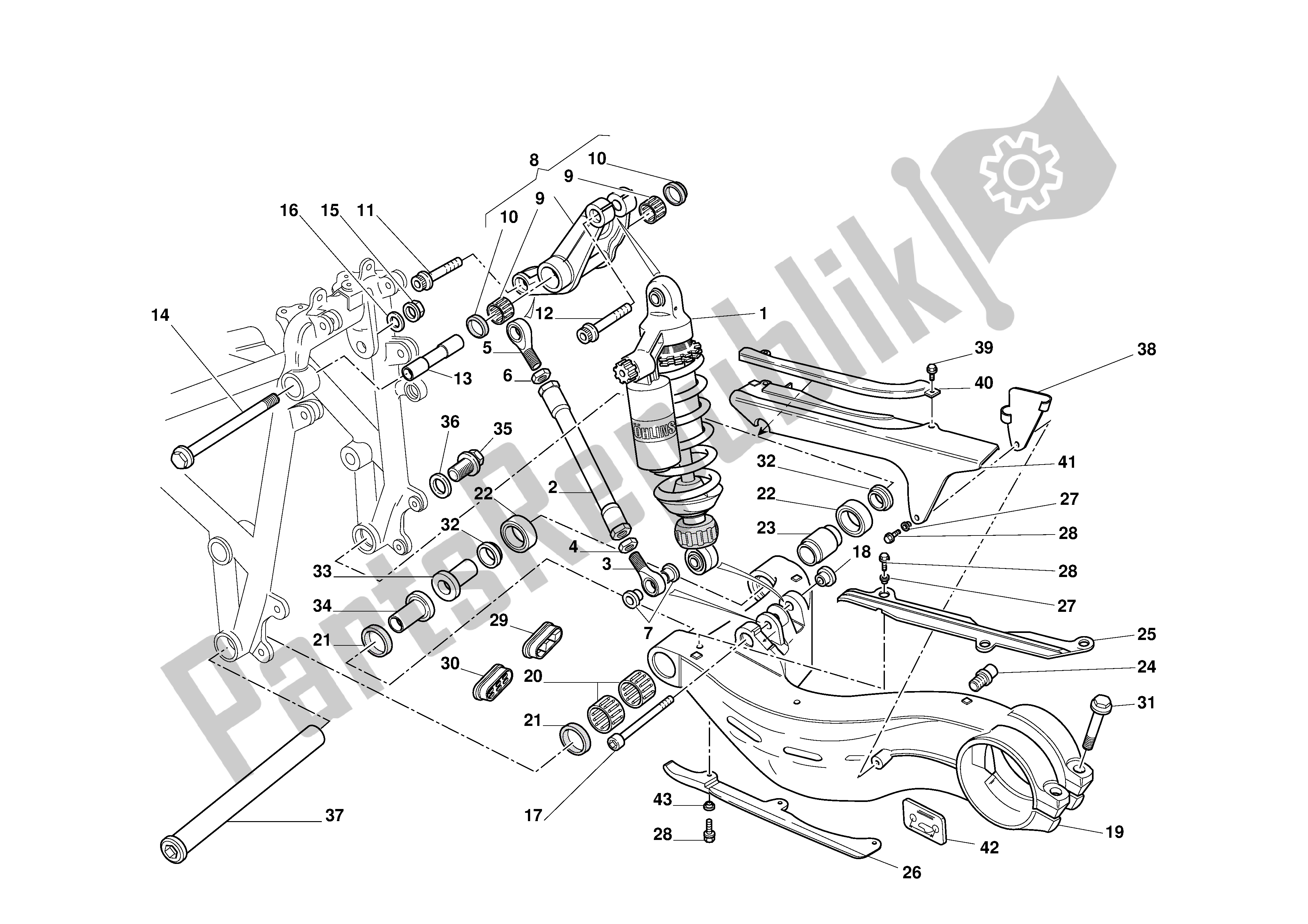 Tutte le parti per il Sospensione Posteriore del Ducati 996S Biposto 2001