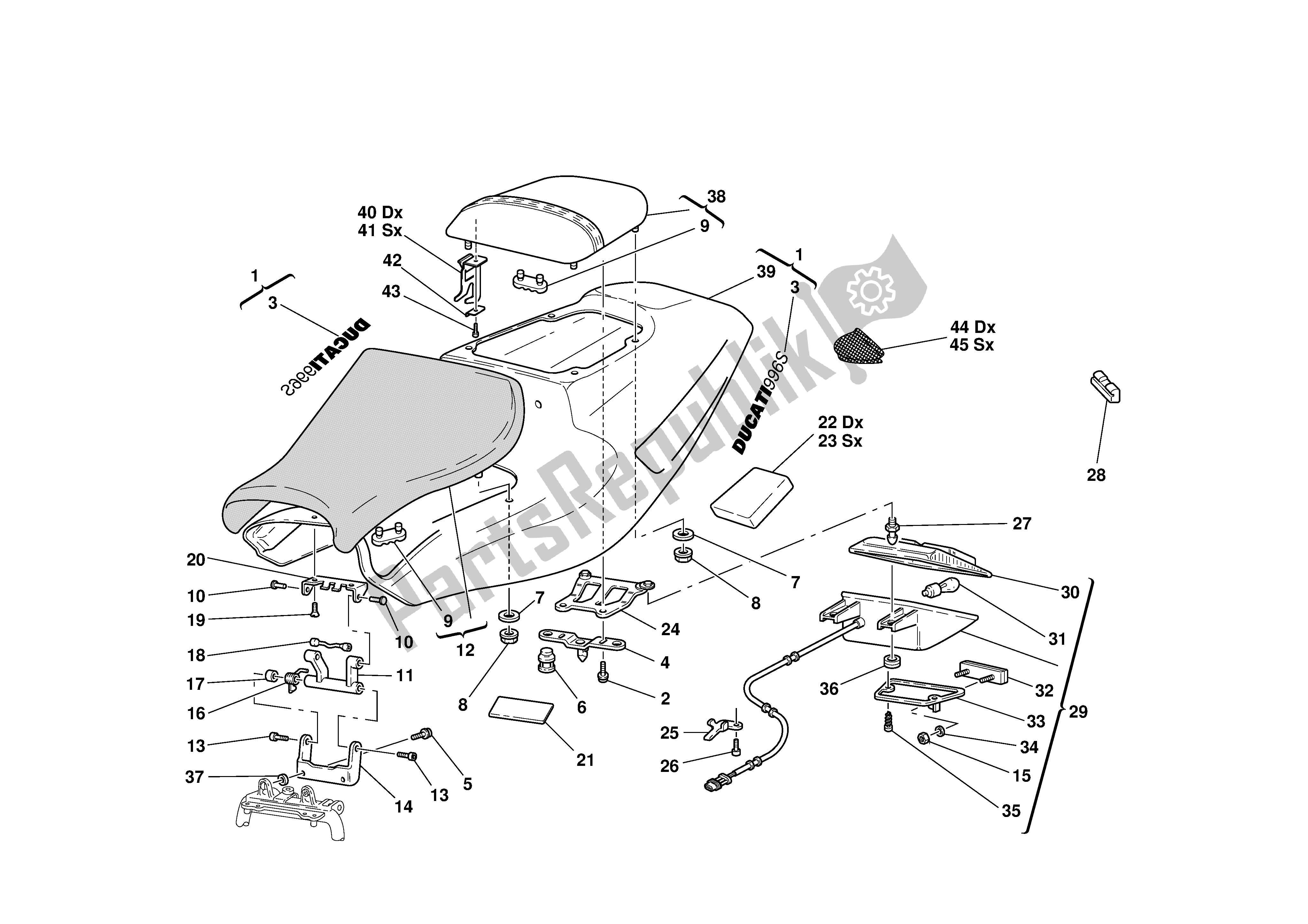 Tutte le parti per il Posto A Sedere del Ducati 996S Biposto 2001