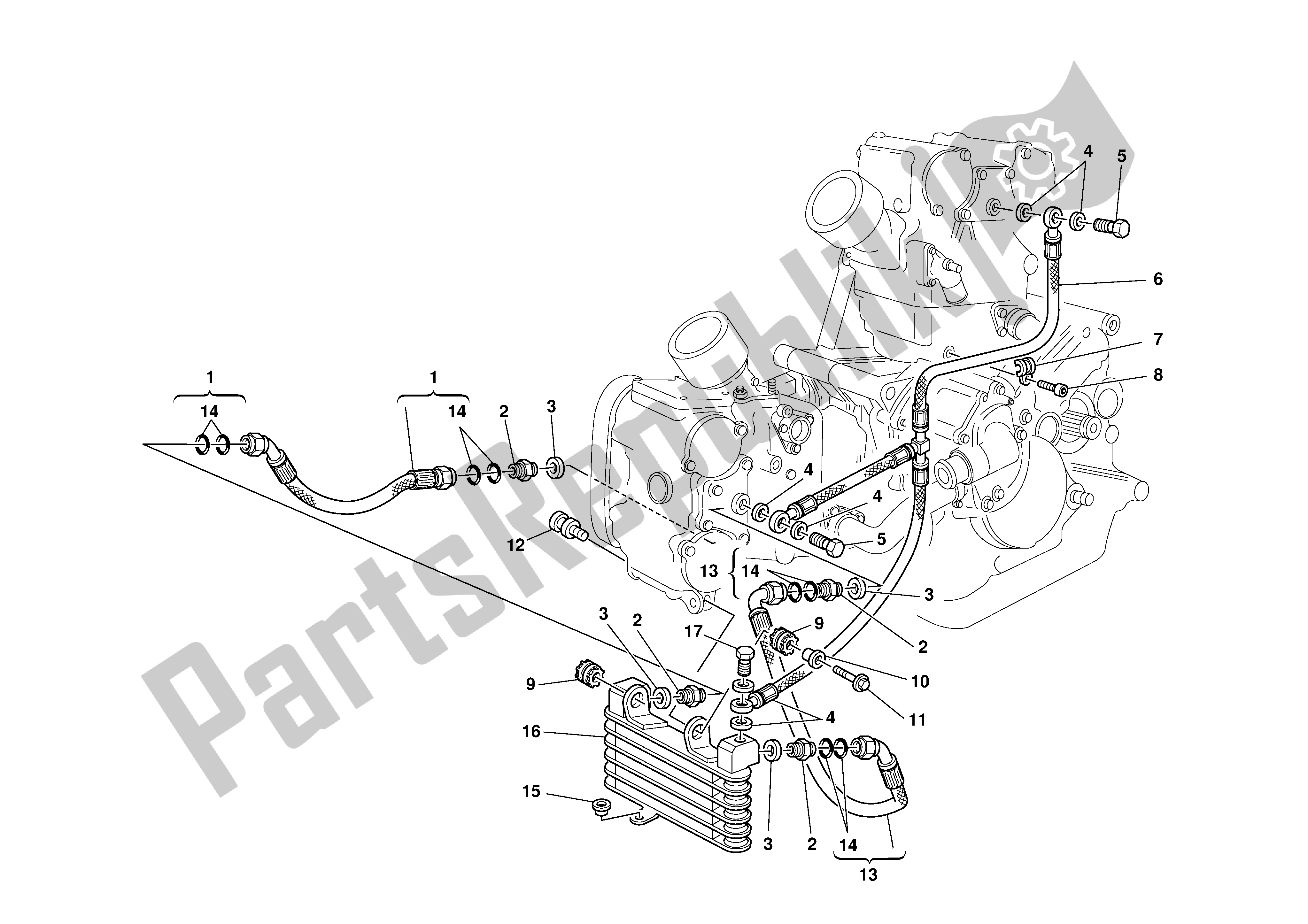Tutte le parti per il Radiatore Dell'olio del Ducati 996S Biposto 2001