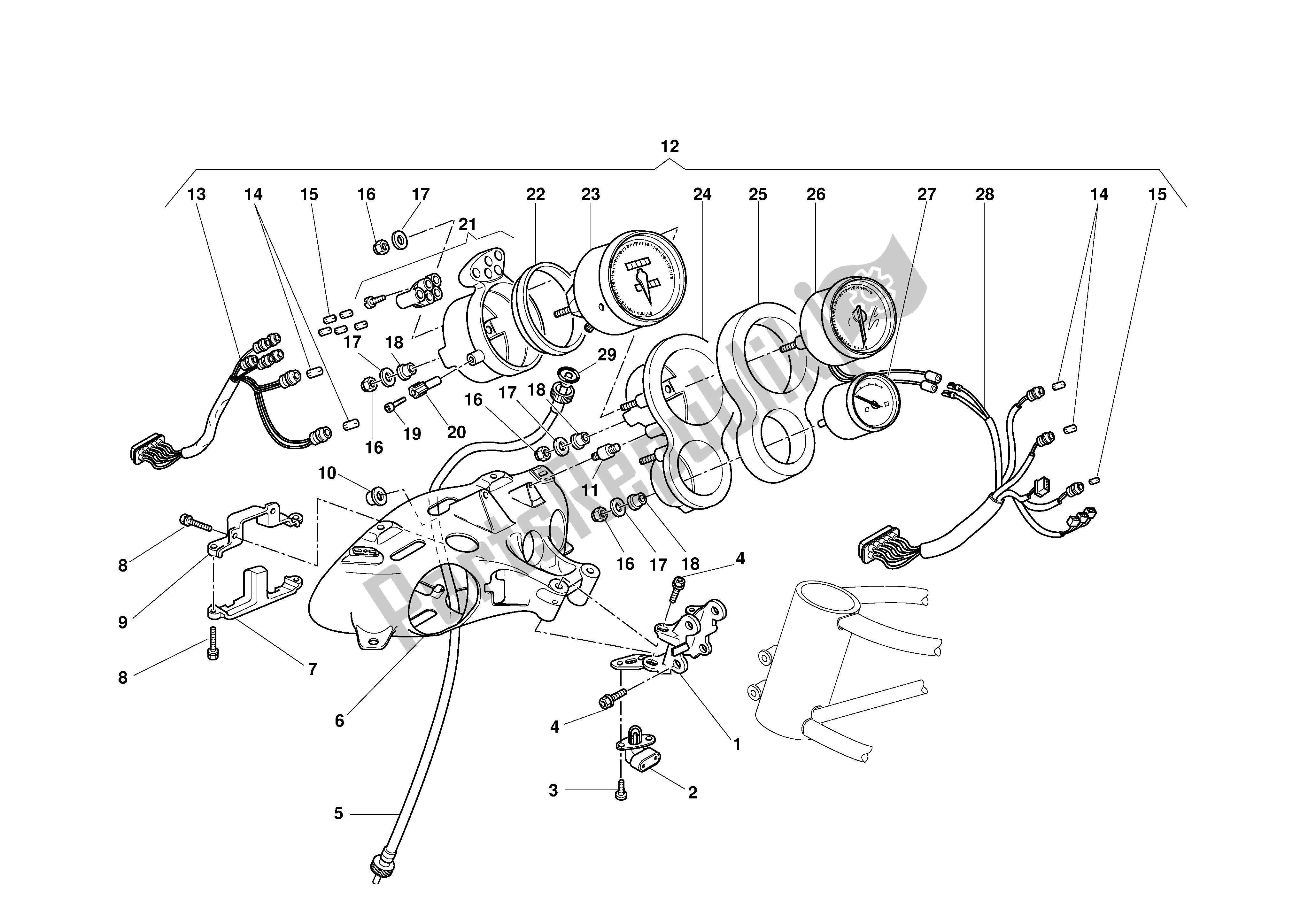 Tutte le parti per il Pannello Degli Strumenti del Ducati 996S Biposto 2001