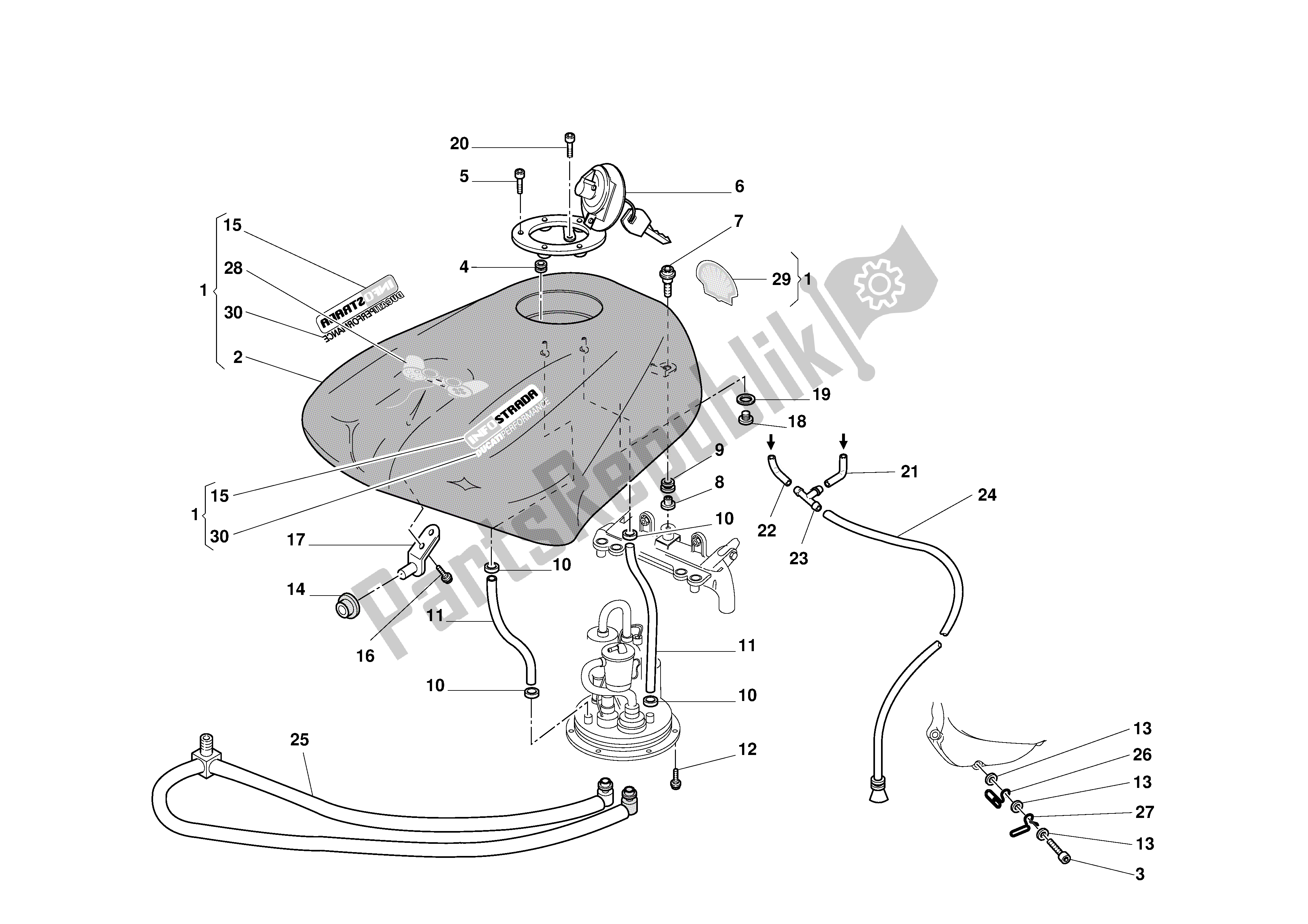 Todas las partes para Depósito De Combustible de Ducati 998S Bayliss 2002