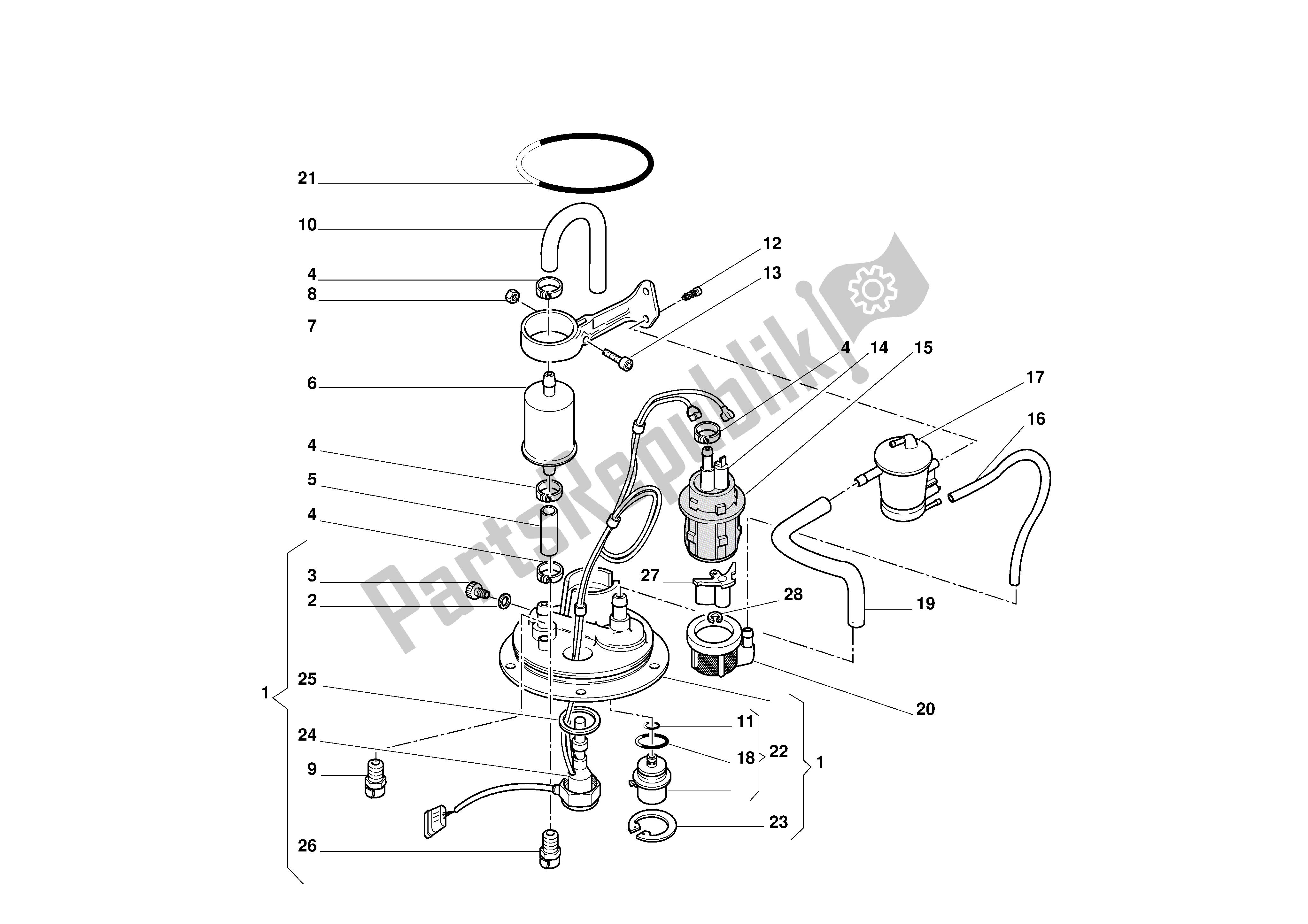 All parts for the Fuel System of the Ducati 998S Bayliss 2002