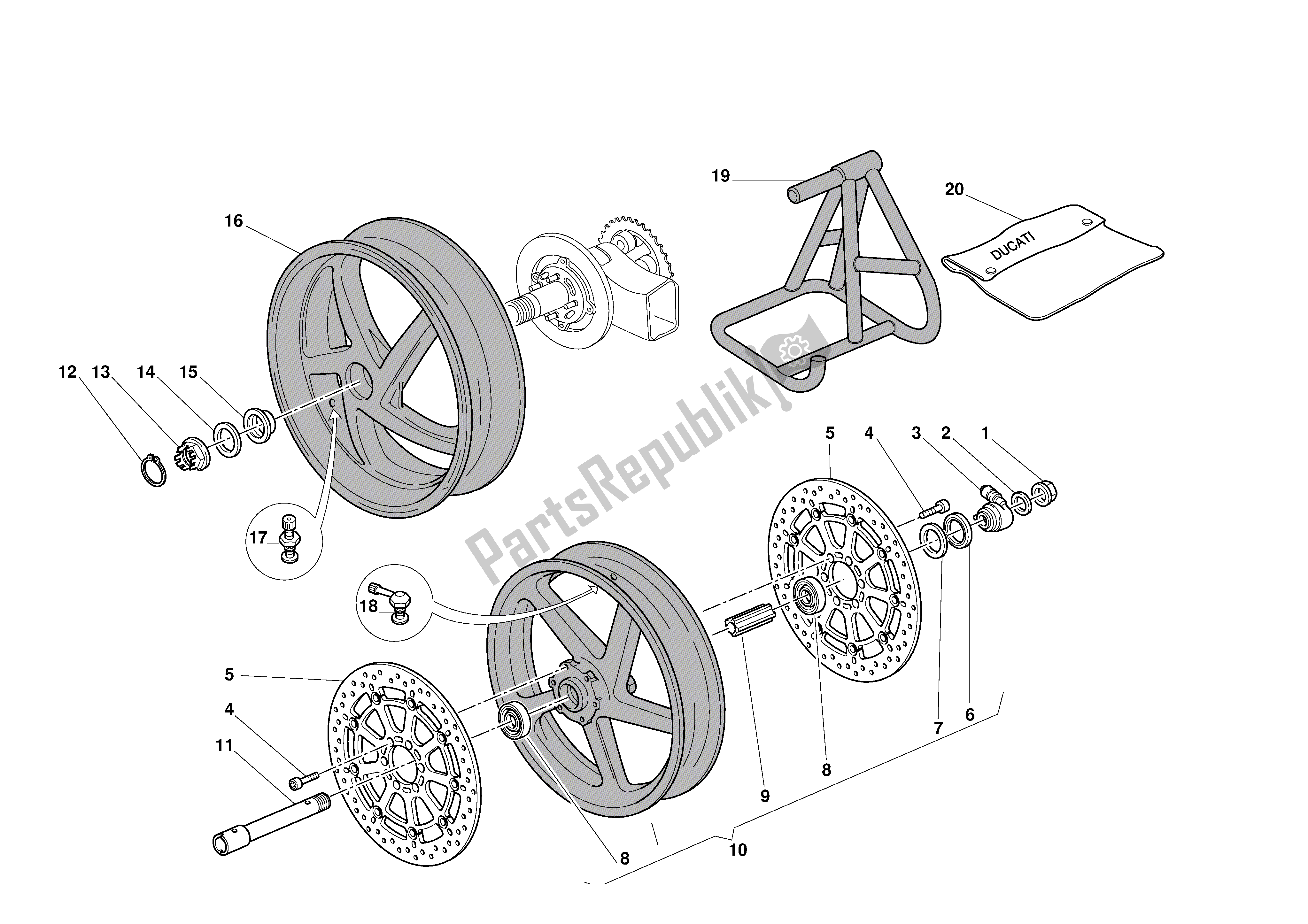 Todas las partes para Ruedas Delanteras Y Traseras de Ducati 998S Bostrom 2002