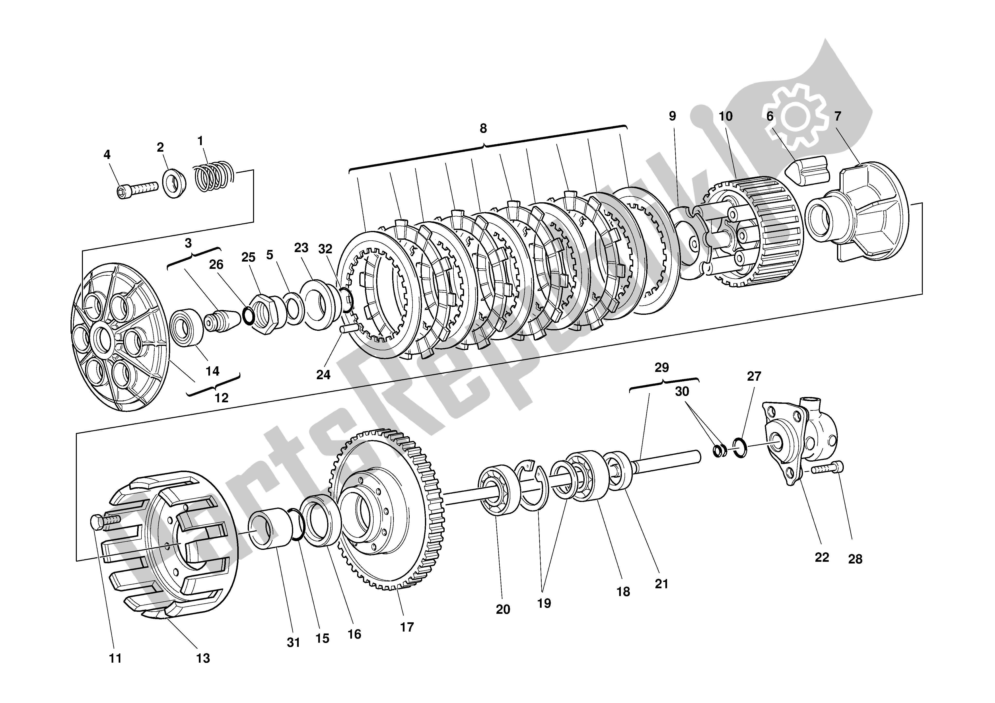 Alle onderdelen voor de Koppeling van de Ducati 998S Bostrom 2002