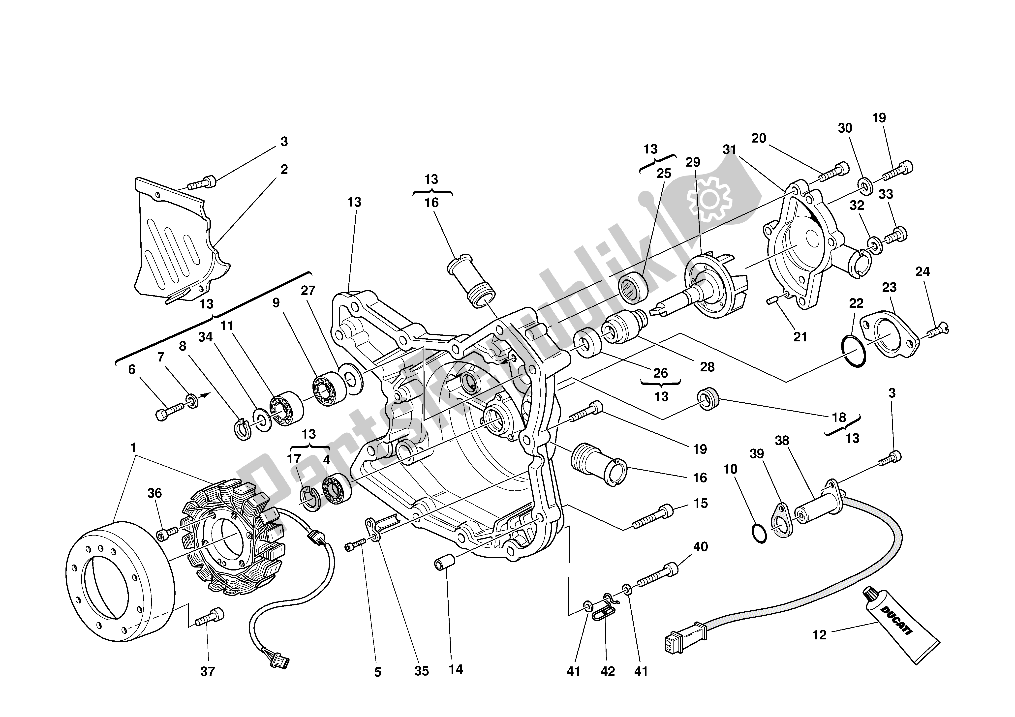 Todas las partes para Bomba De Agua -cubierta Del Alternador de Ducati 998S Bostrom 2002