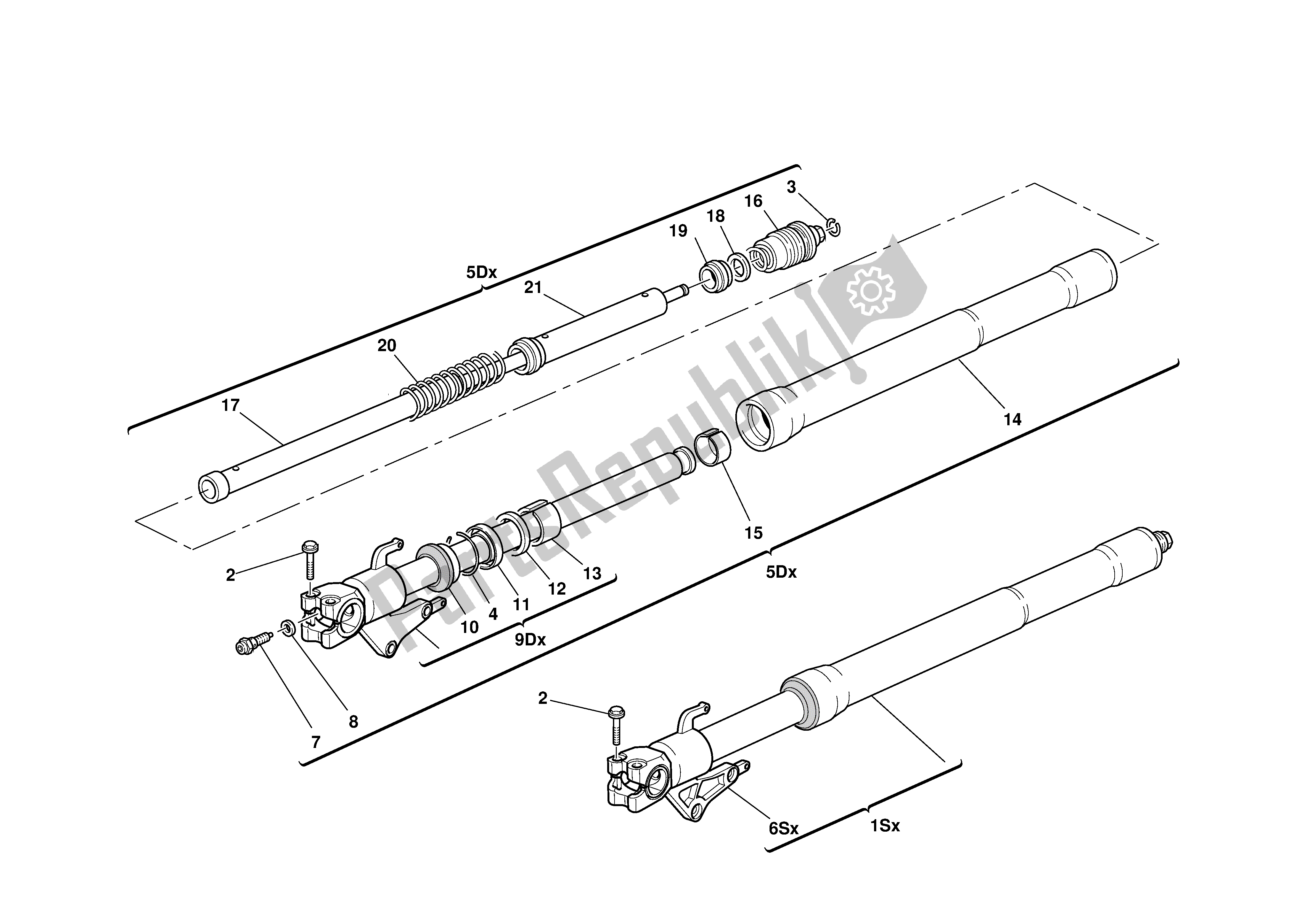 Tutte le parti per il Forcella Anteriore del Ducati 999 2003