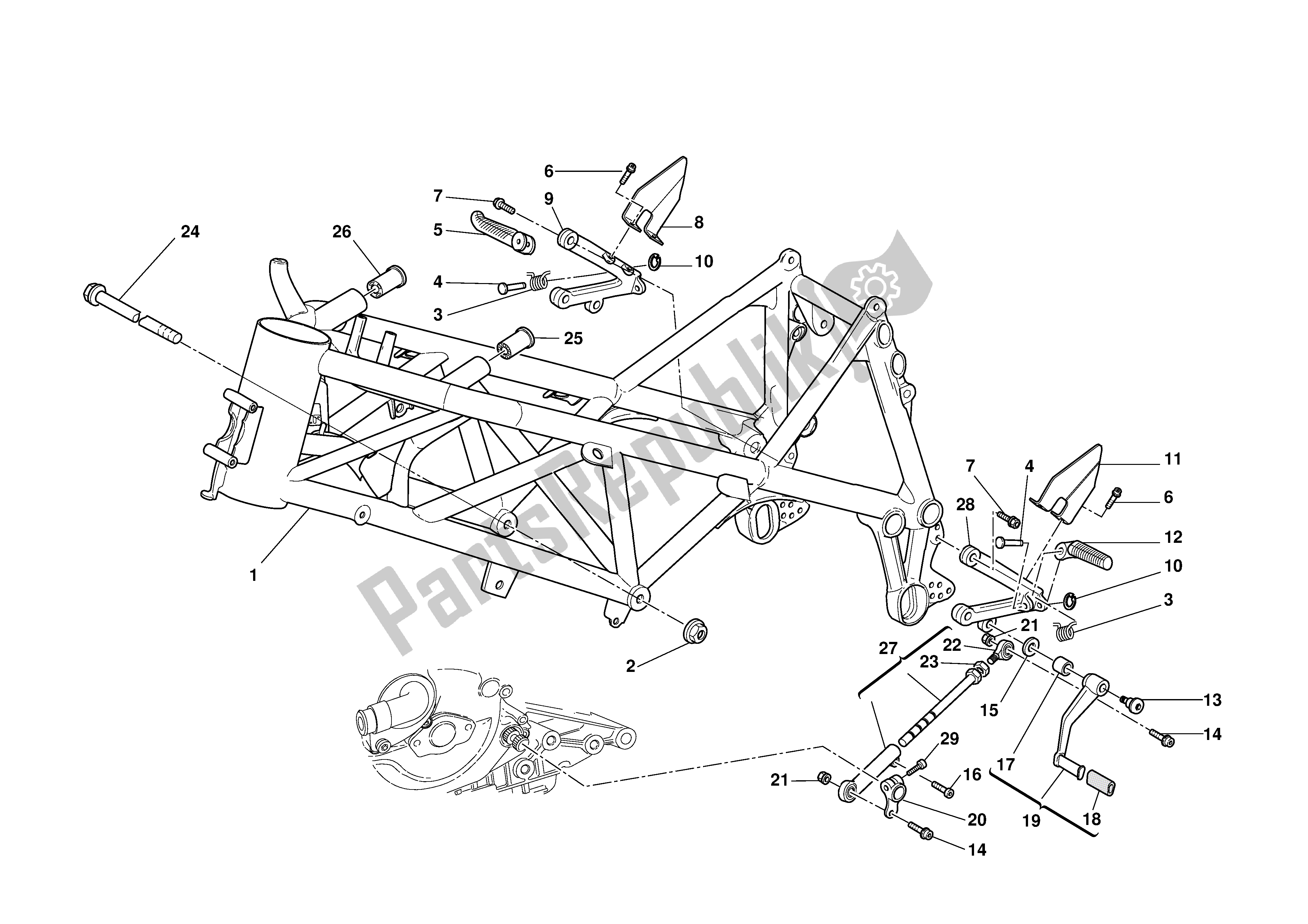 Tutte le parti per il Telaio del Ducati 999 2003